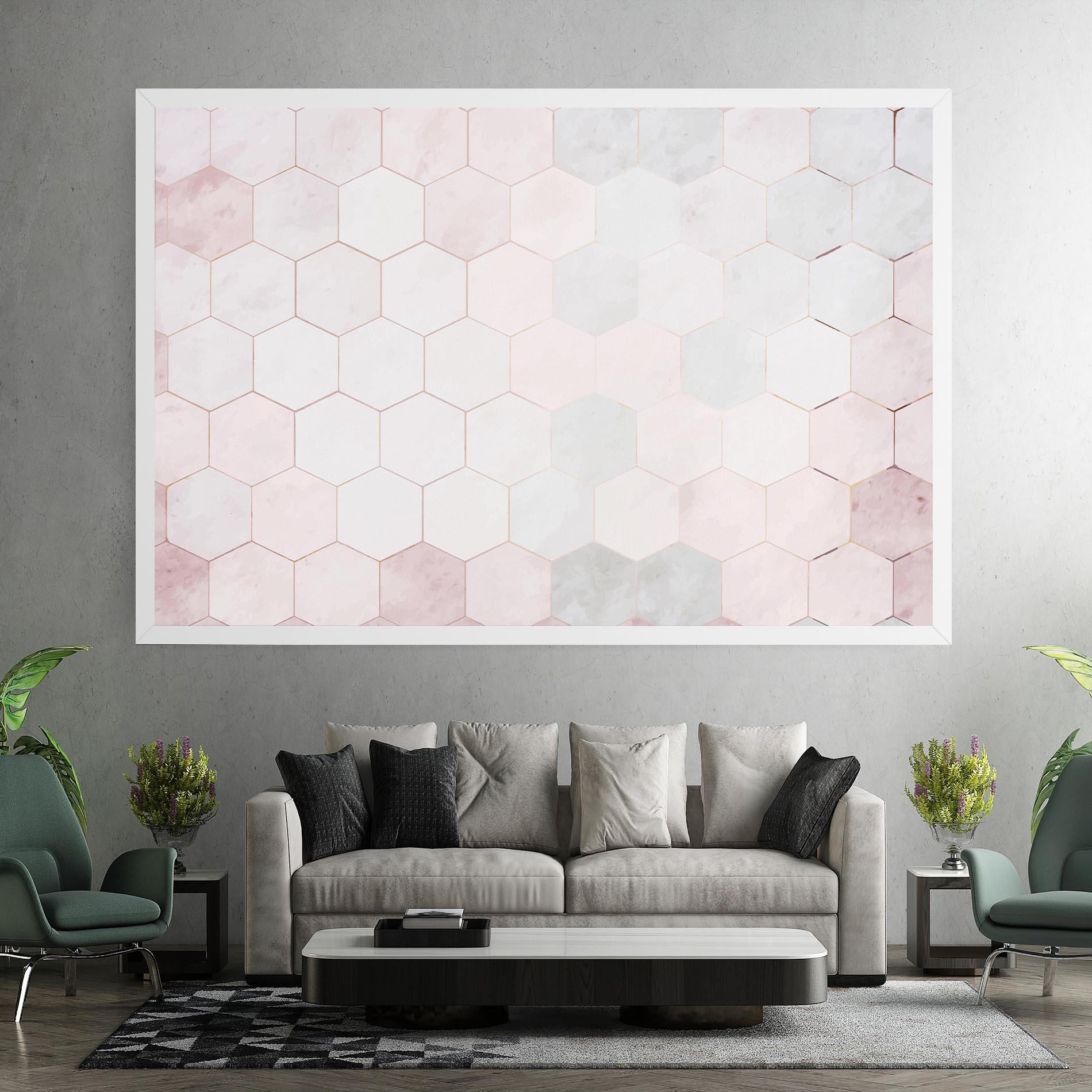 Tablou Canvas Hexagon Pink mockup 7
