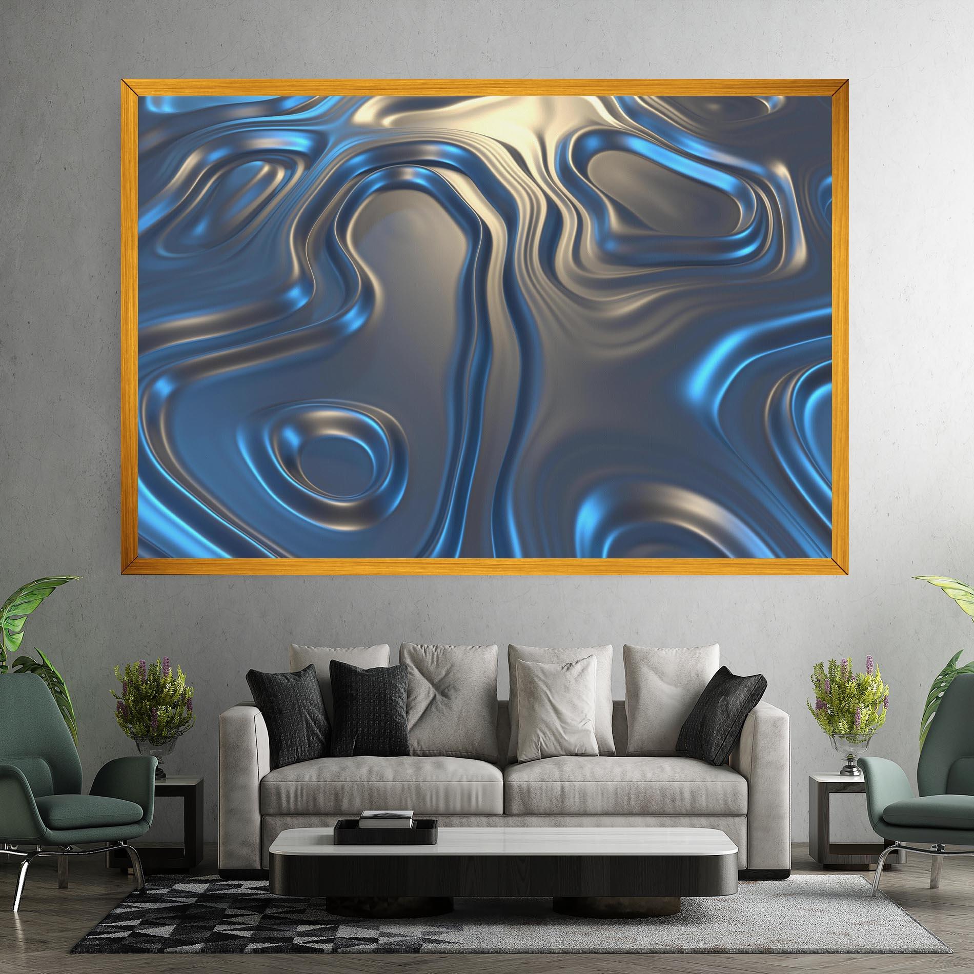 Tablou Canvas Blue Silver Liquid mockup 7