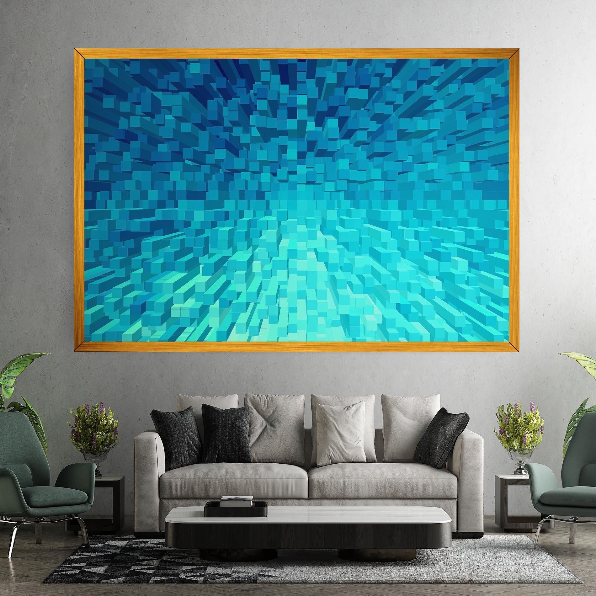 Tablou Canvas Blue Square Mix mockup 7