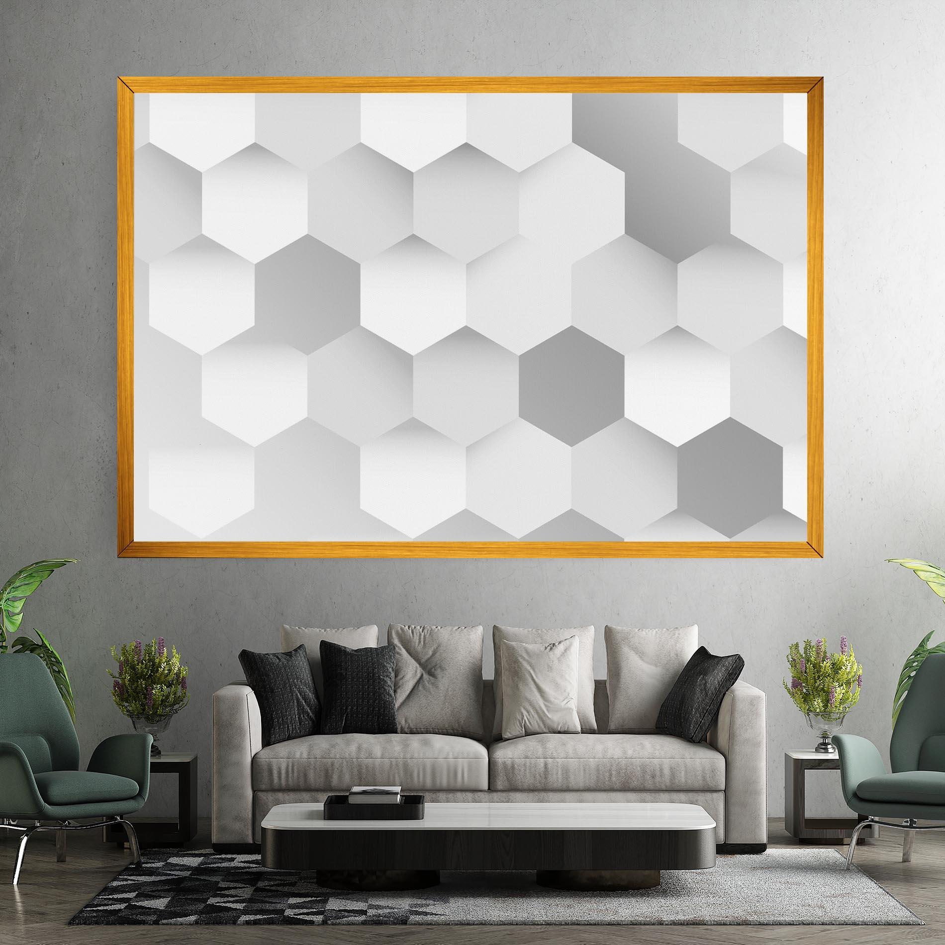 Tablou Canvas Grey White Triangle mockup 7