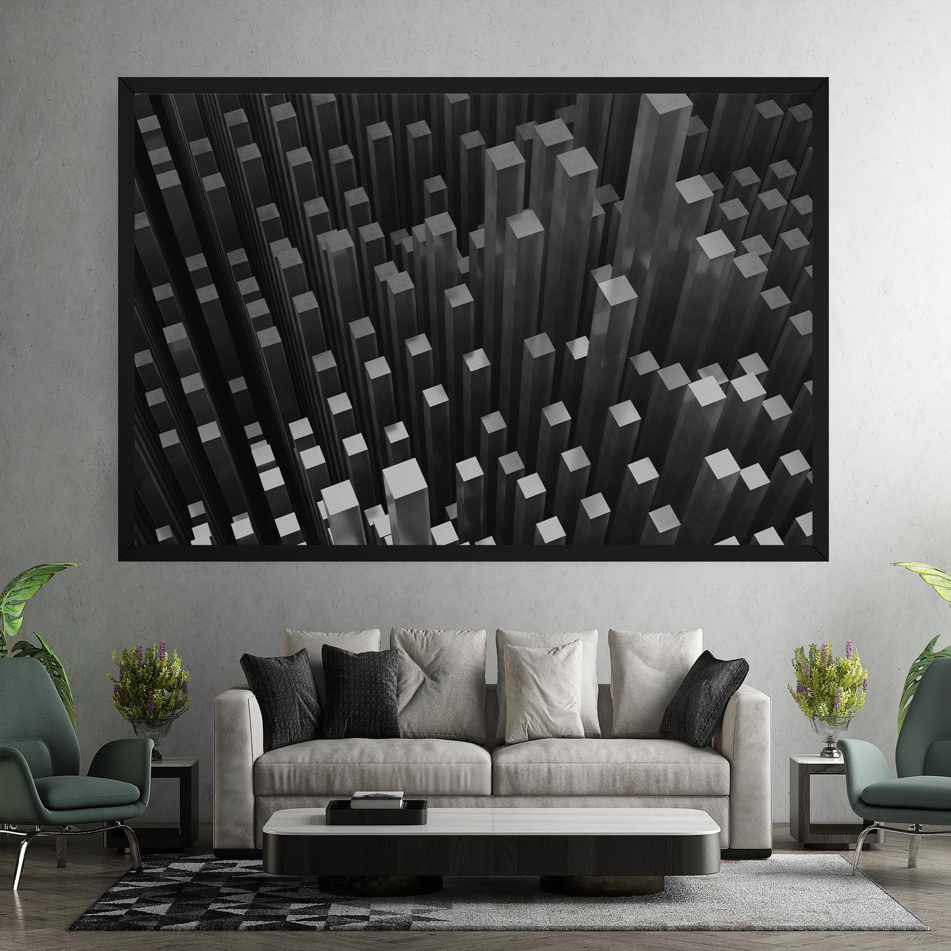 Tablou Canvas Black Block Pattern mockup 7