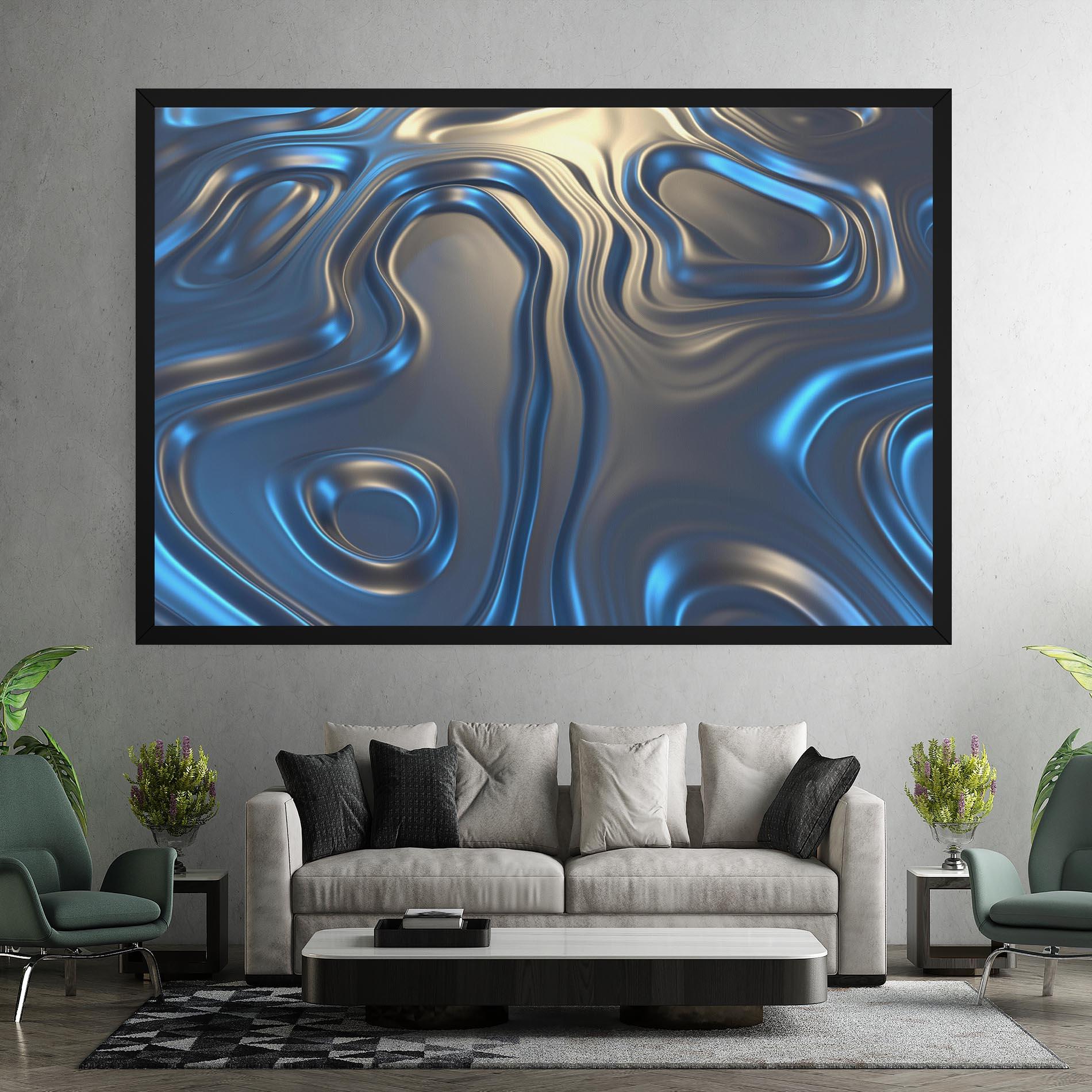 Tablou Canvas Blue Silver Liquid mockup 7