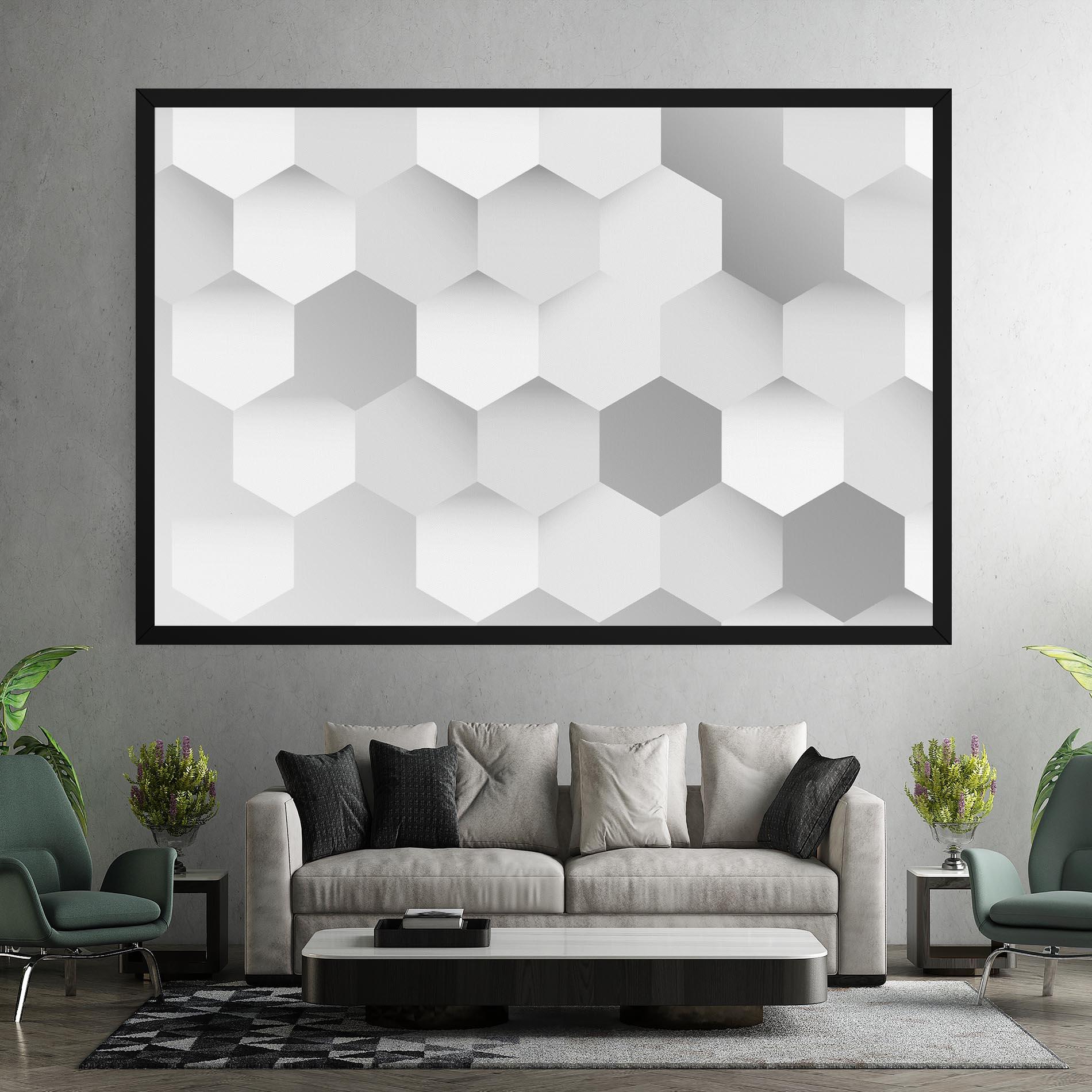 Tablou Canvas Grey White Triangle mockup 7