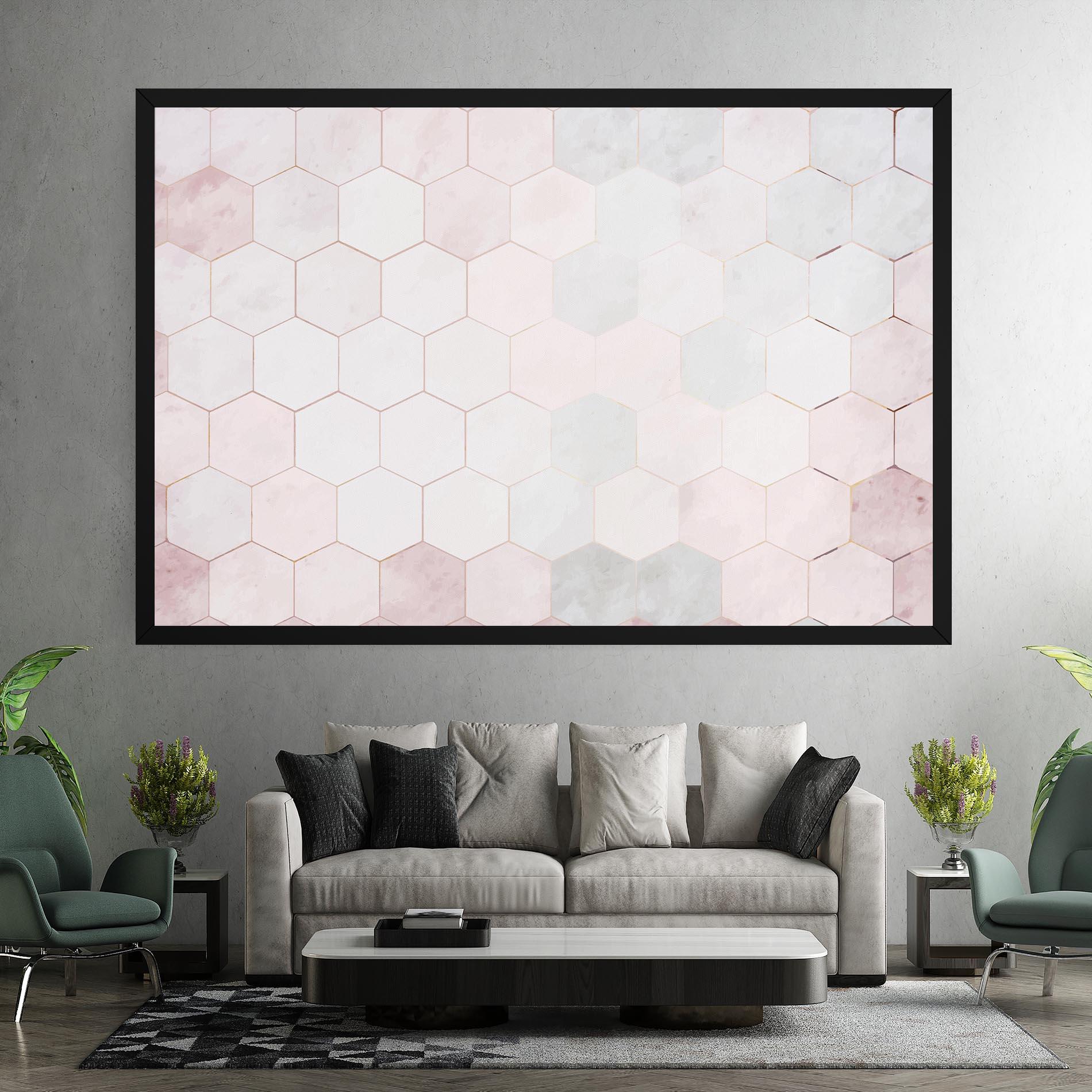 Tablou Canvas Hexagon Pink mockup 7