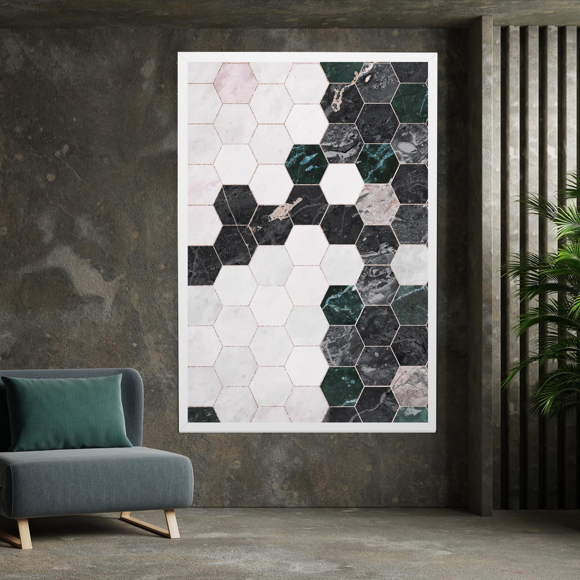 Tablou Canvas Green Hexagon mockup 7