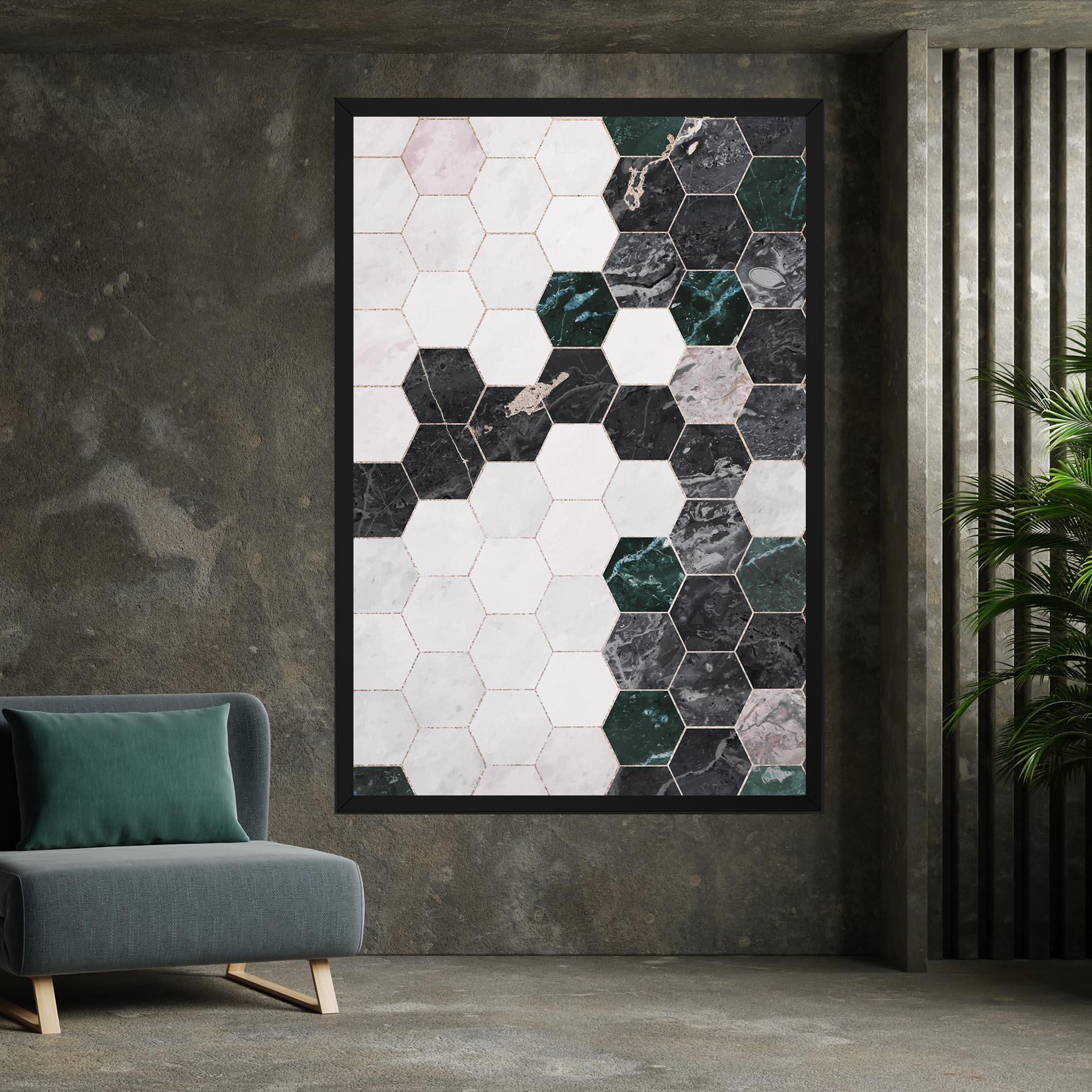 Tablou Canvas Green Hexagon mockup 7
