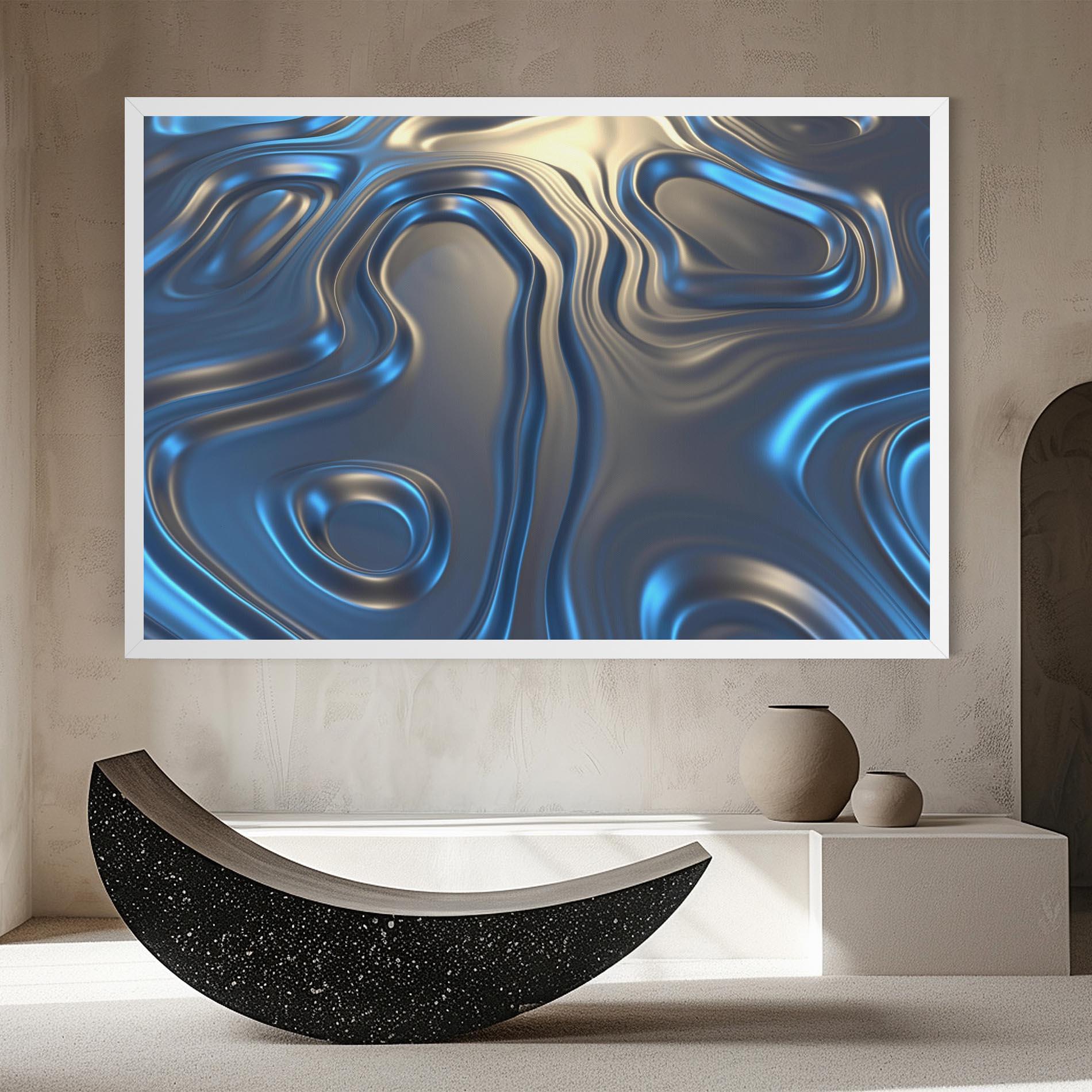 Tablou Canvas Blue Silver Liquid mockup 8