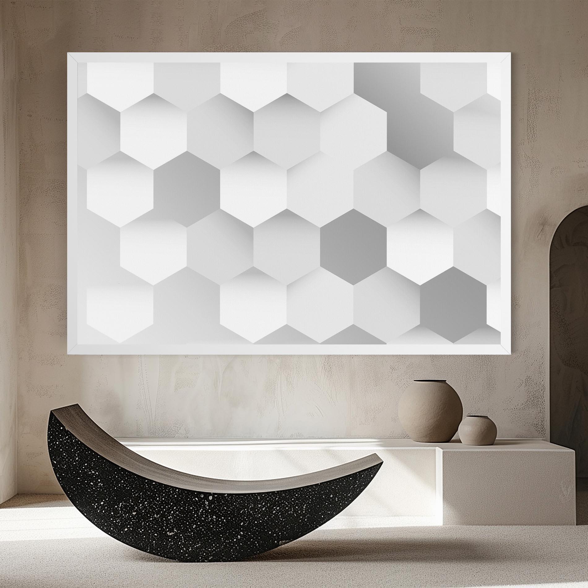 Tablou Canvas Grey White Triangle mockup 8