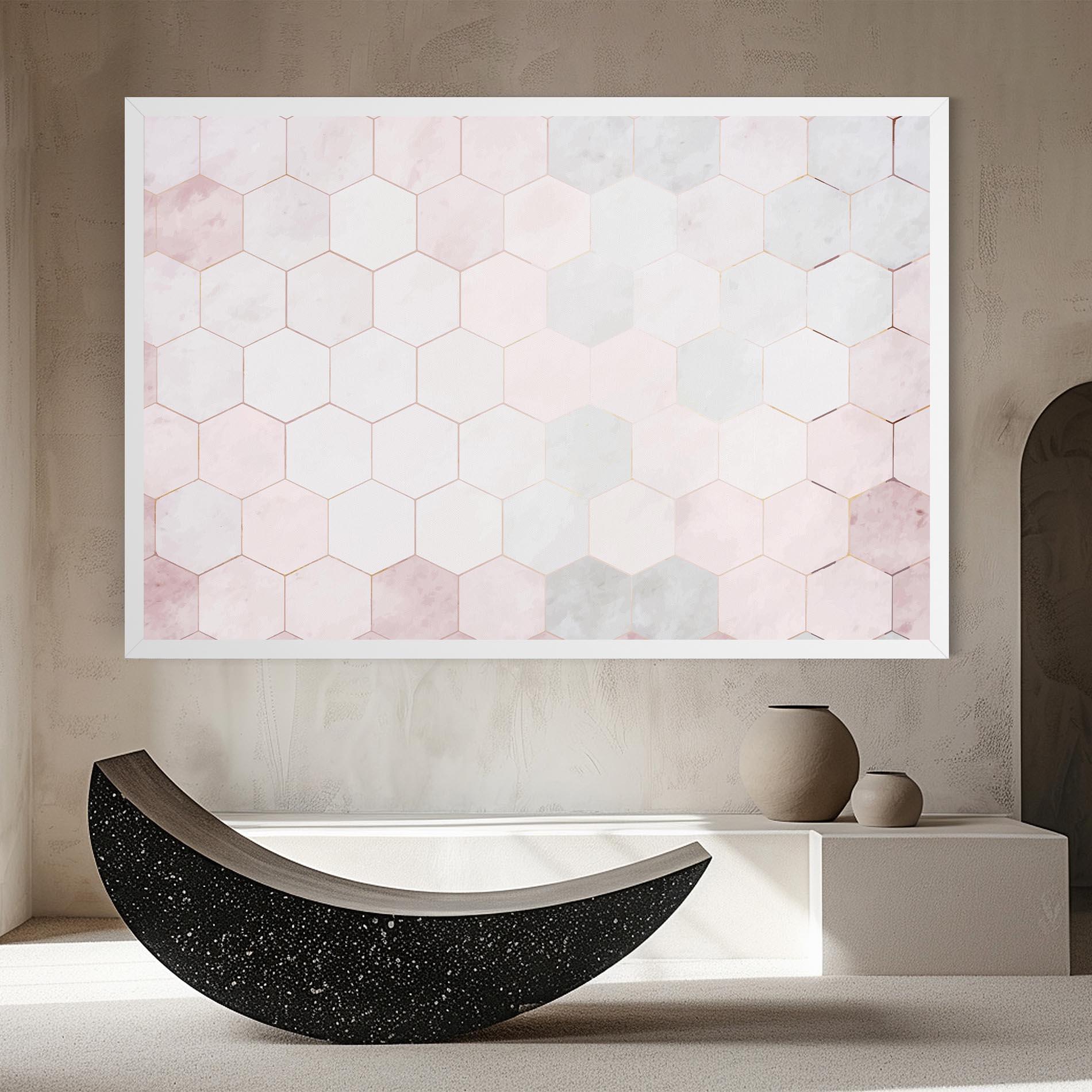 Tablou Canvas Hexagon Pink mockup 8