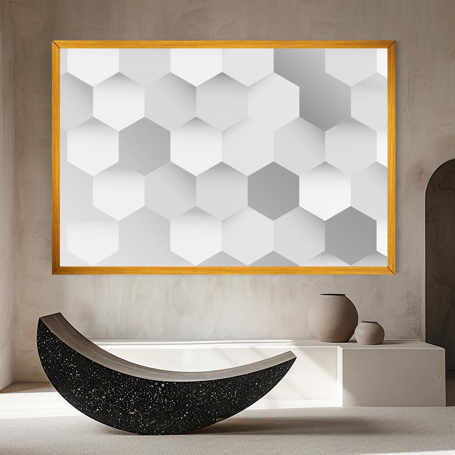 Tablou Canvas Grey White Triangle mockup 8