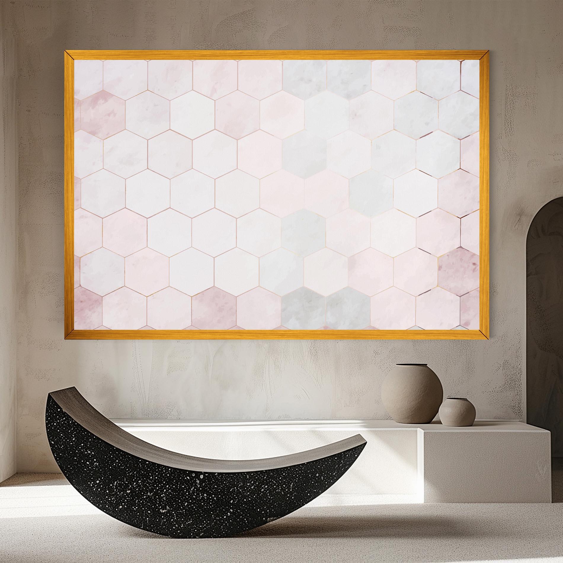 Tablou Canvas Hexagon Pink mockup 8