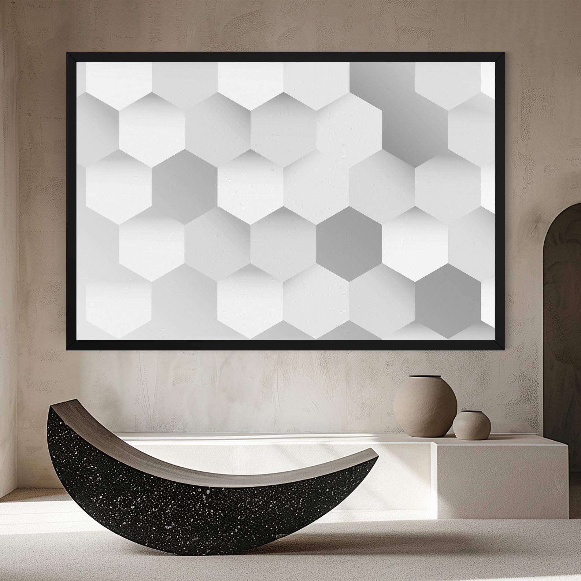 Tablou Canvas Grey White Triangle mockup 8