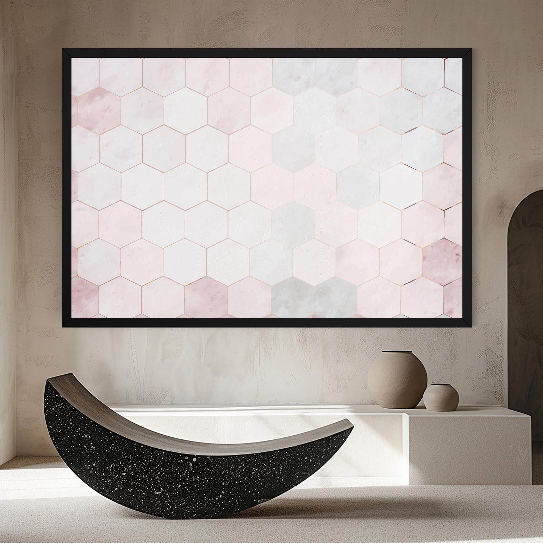 Tablou Canvas Hexagon Pink mockup 8