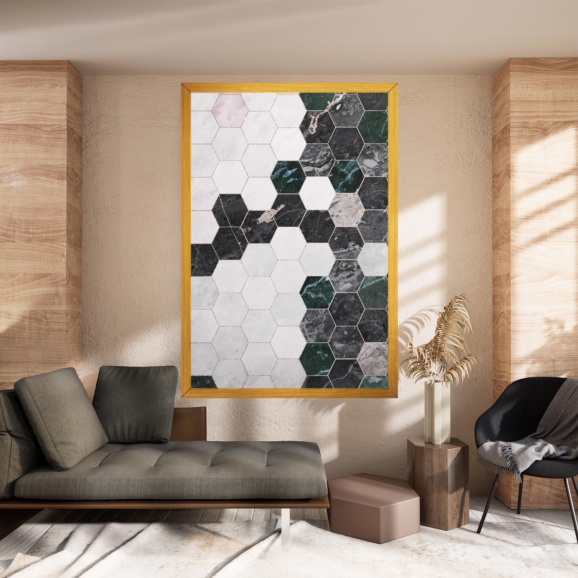 Tablou Canvas Green Hexagon mockup 8