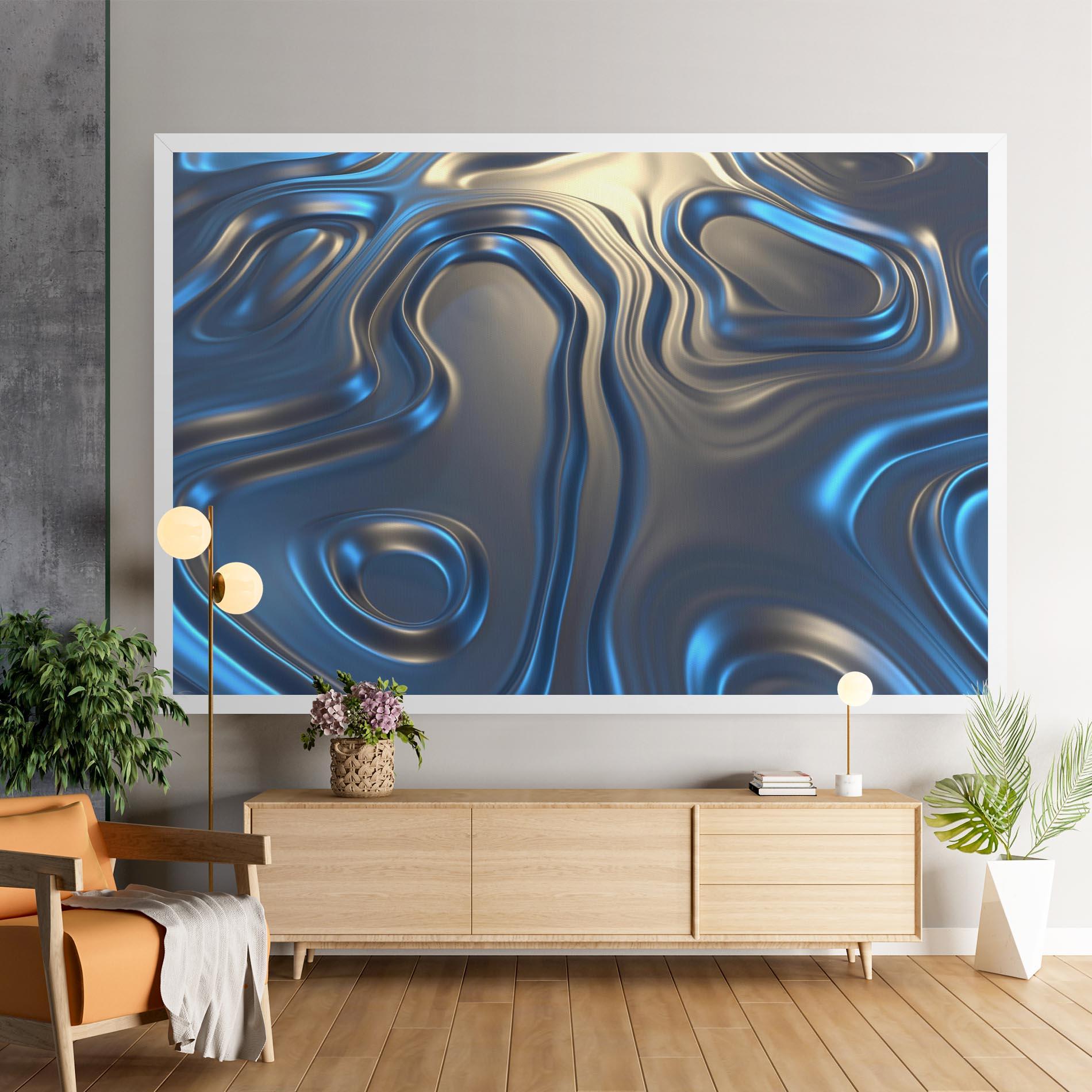 Tablou Canvas Blue Silver Liquid mockup 9