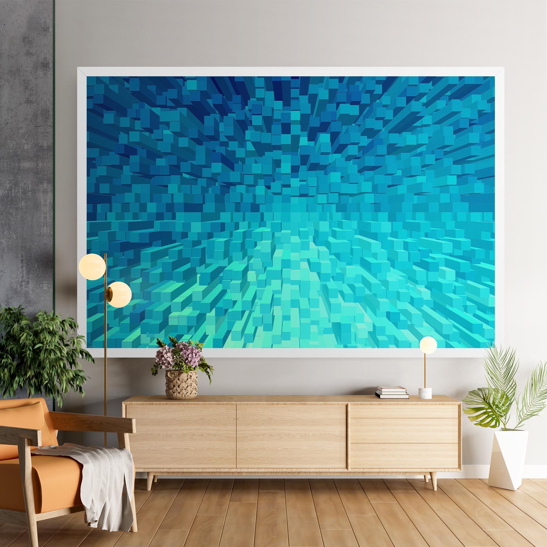 Tablou Canvas Blue Square Mix mockup 9