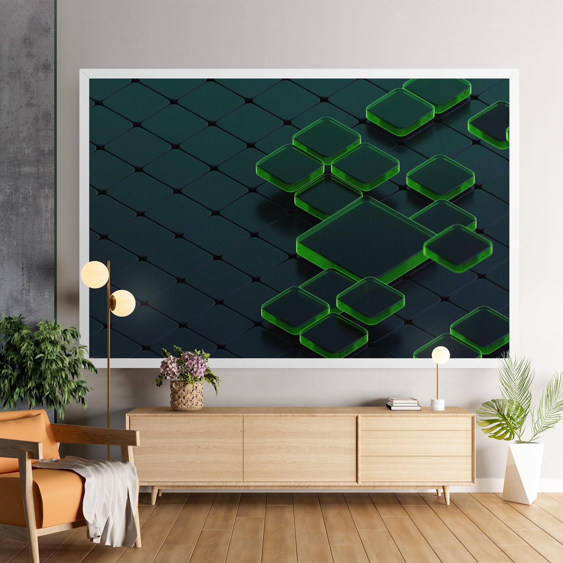 Green Square Floating mockup 9
