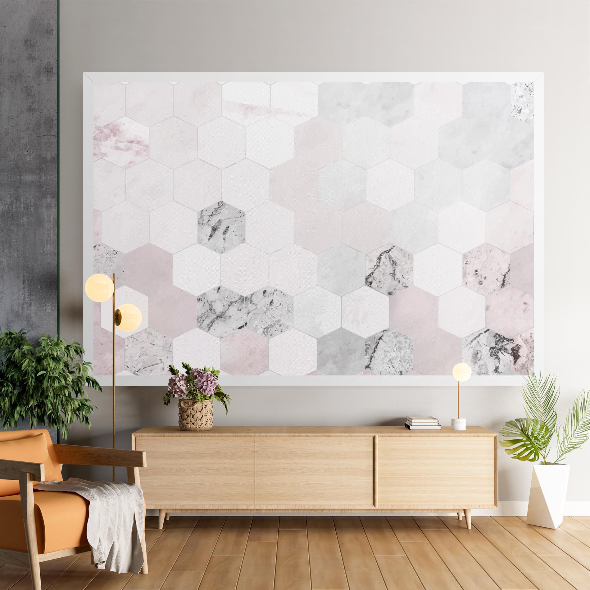 Tablou Canvas Pink Hexa Pattern mockup 9
