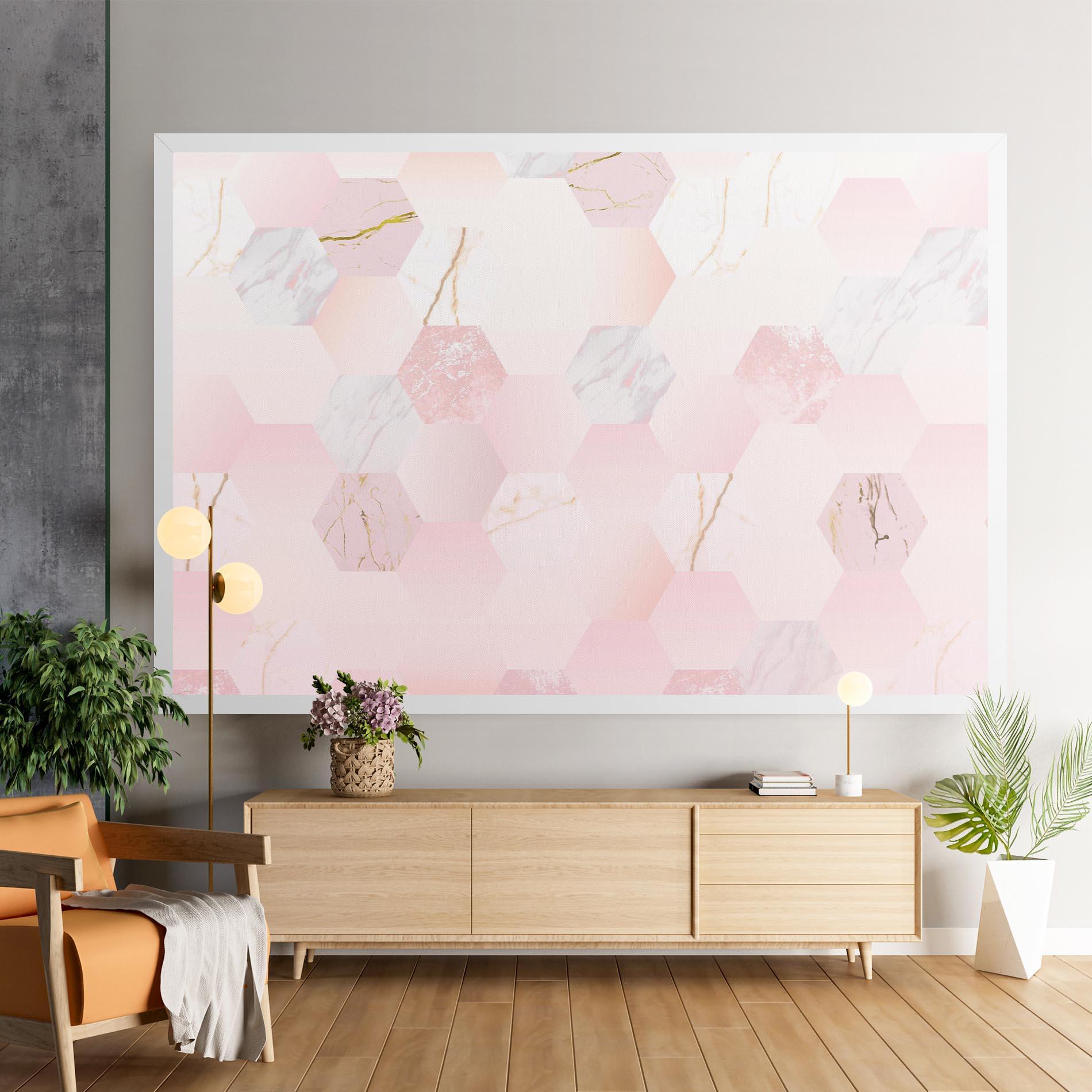 Tablou Canvas Pink Hexanon mockup 9