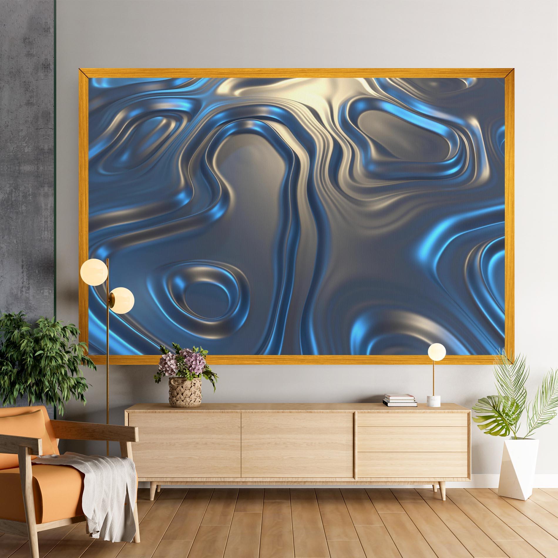 Tablou Canvas Blue Silver Liquid mockup 9