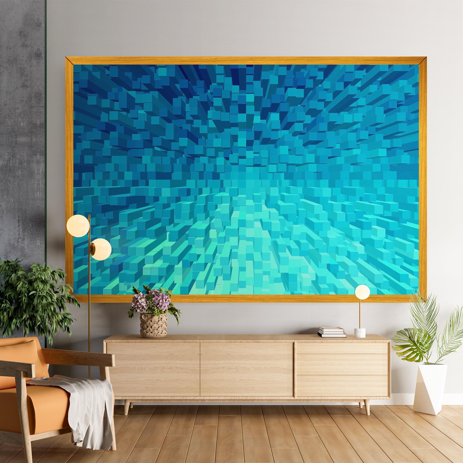 Tablou Canvas Blue Square Mix mockup 9