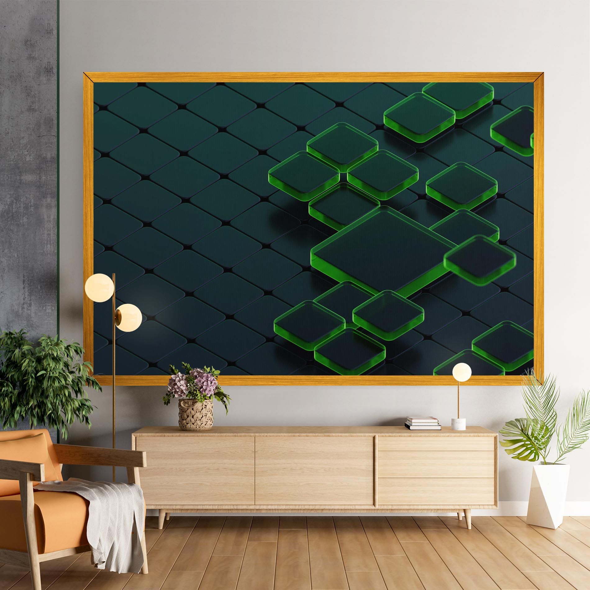 Green Square Floating mockup 9