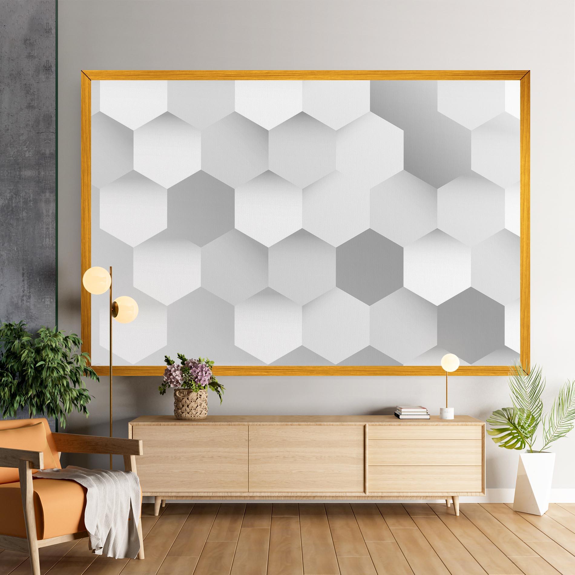 Tablou Canvas Grey White Triangle mockup 9