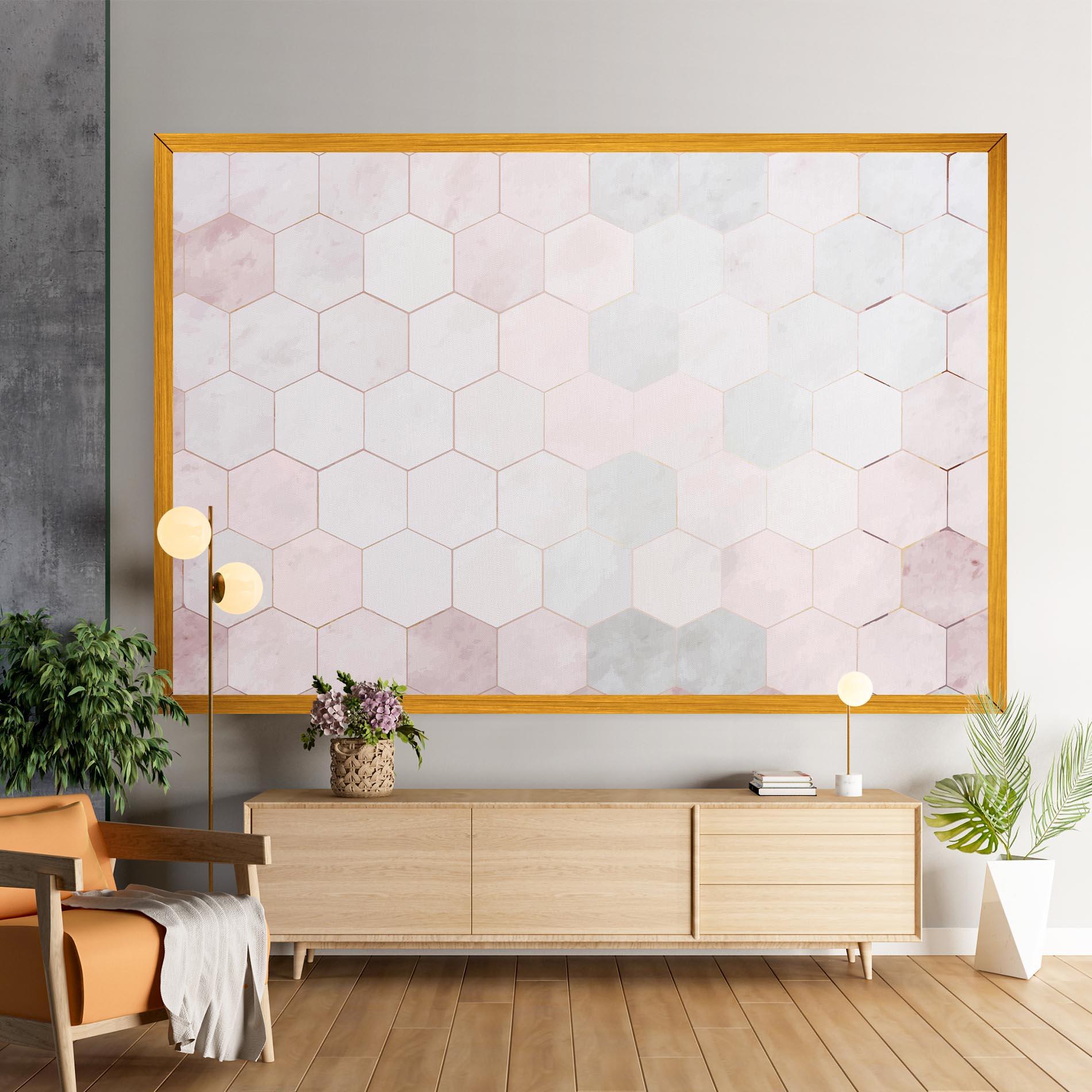 Tablou Canvas Hexagon Pink mockup 9