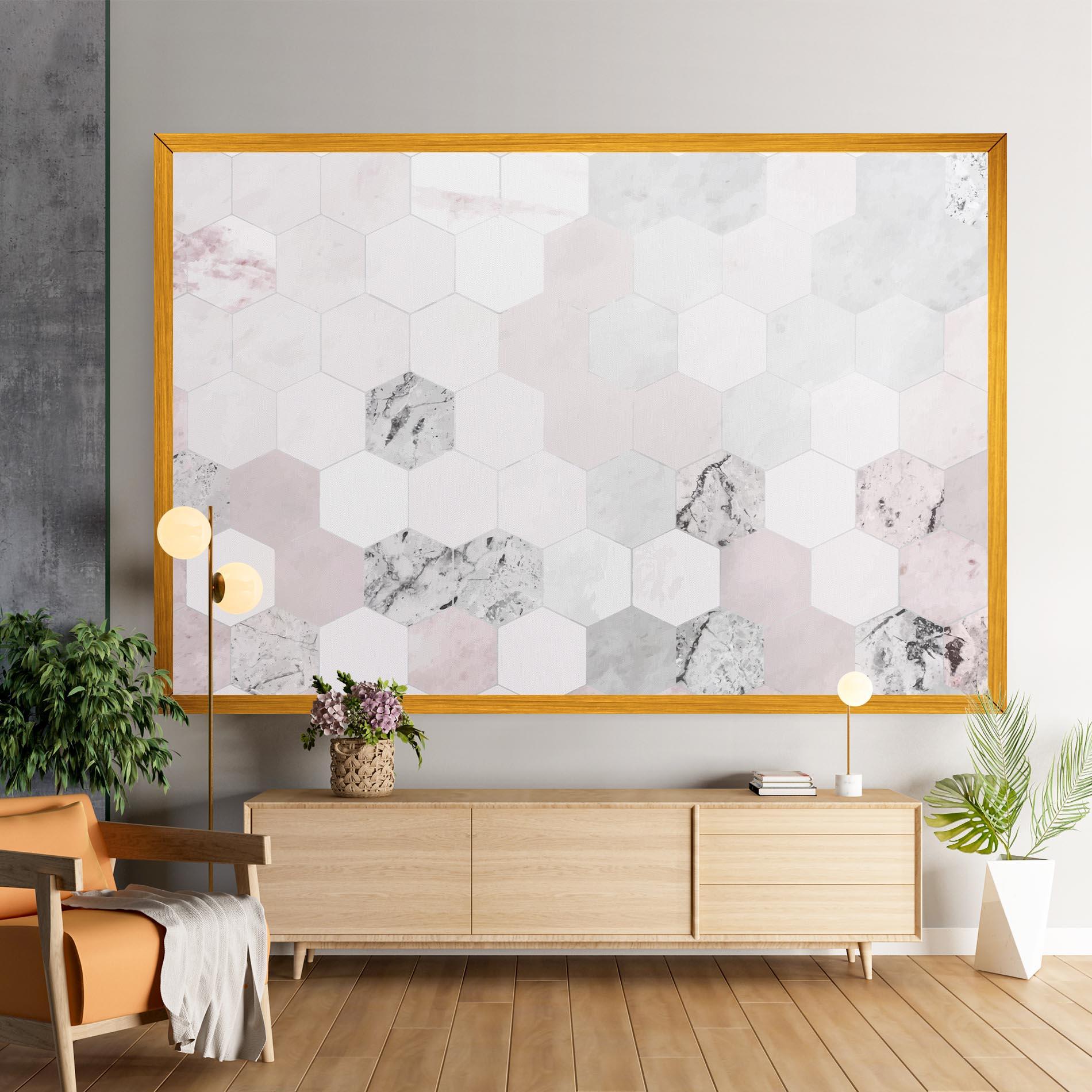 Tablou Canvas Pink Hexa Pattern mockup 9