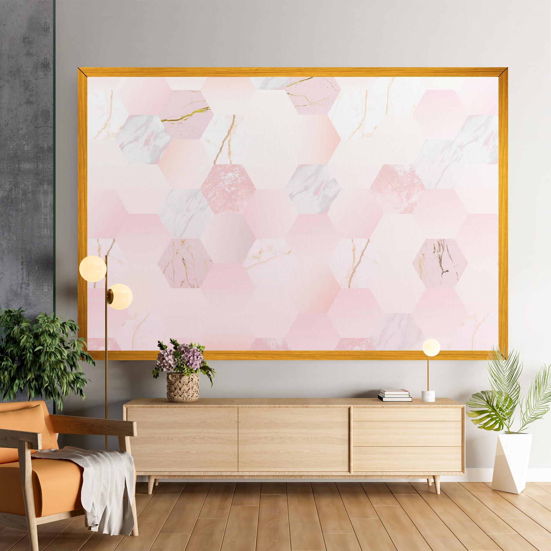 Tablou Canvas Pink Hexanon mockup 9