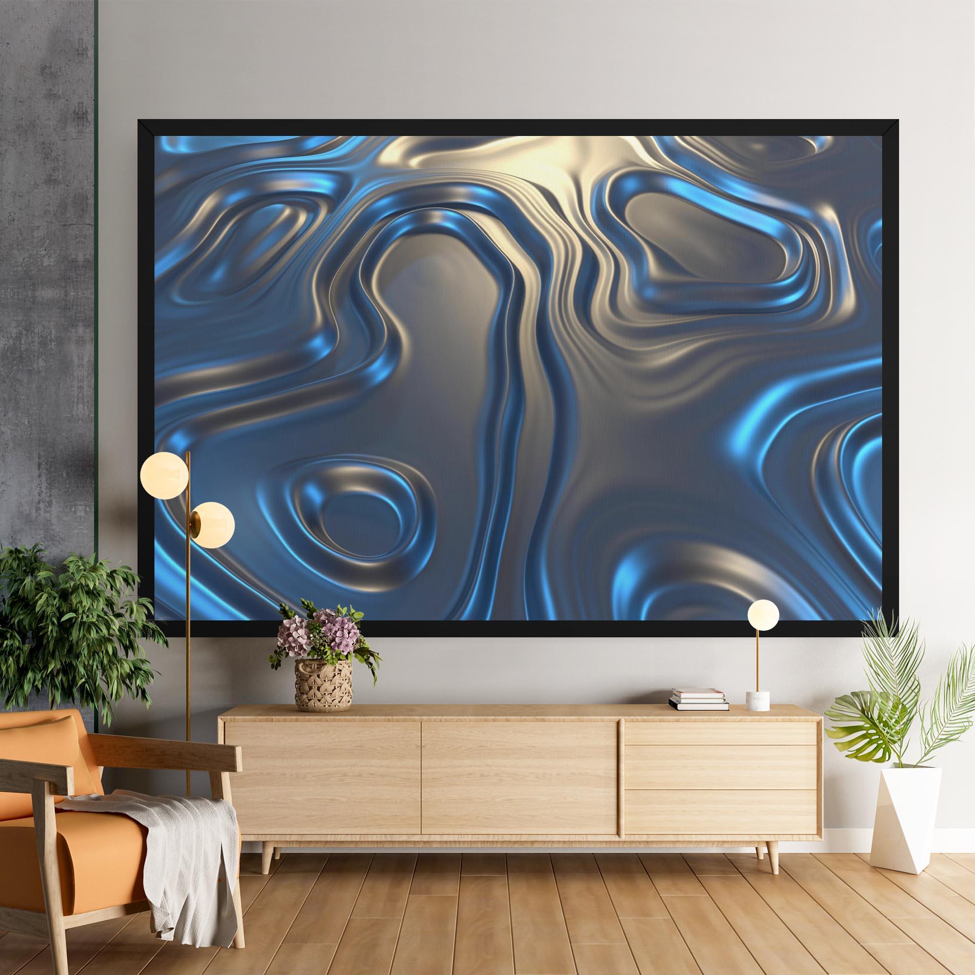 Tablou Canvas Blue Silver Liquid mockup 9