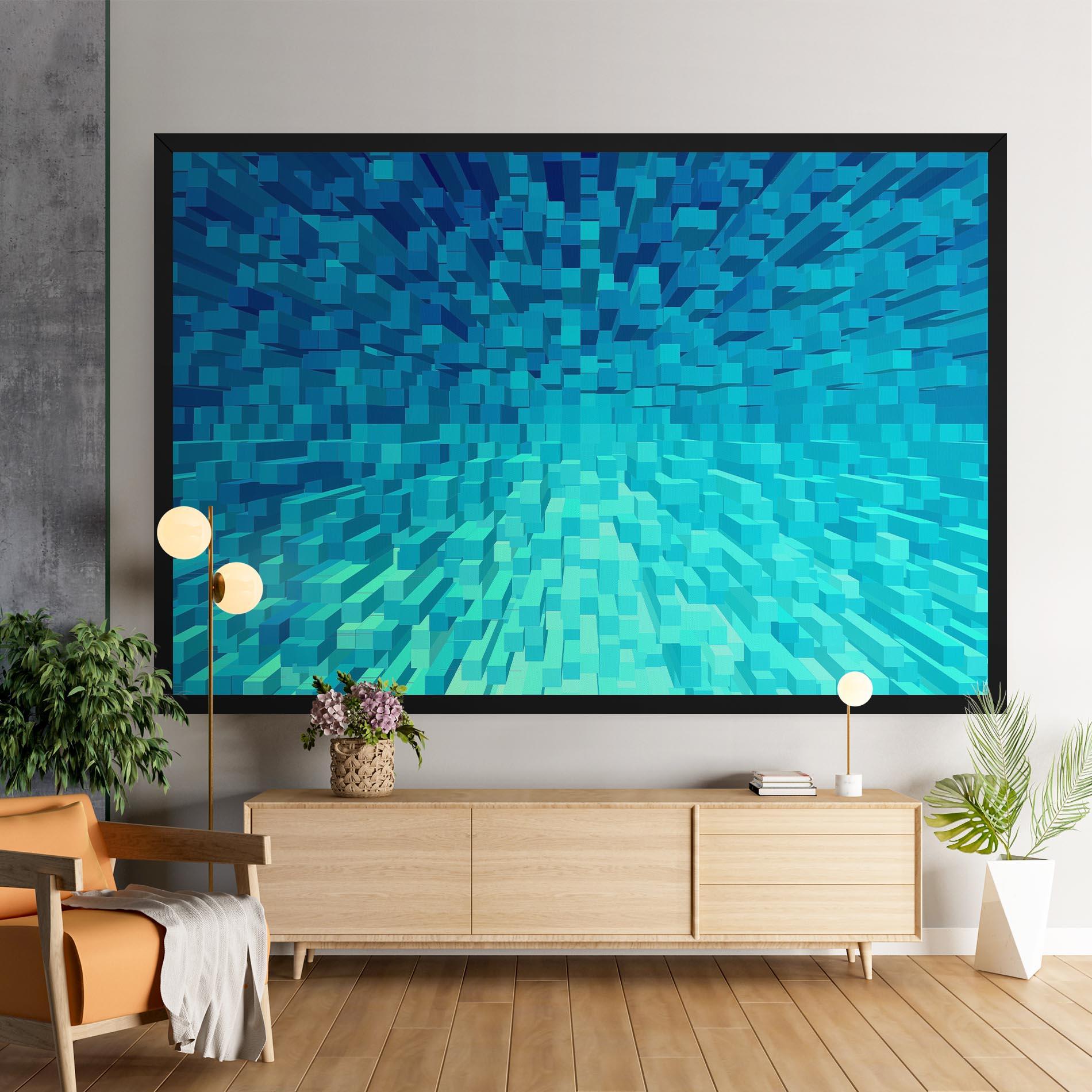 Tablou Canvas Blue Square Mix mockup 9