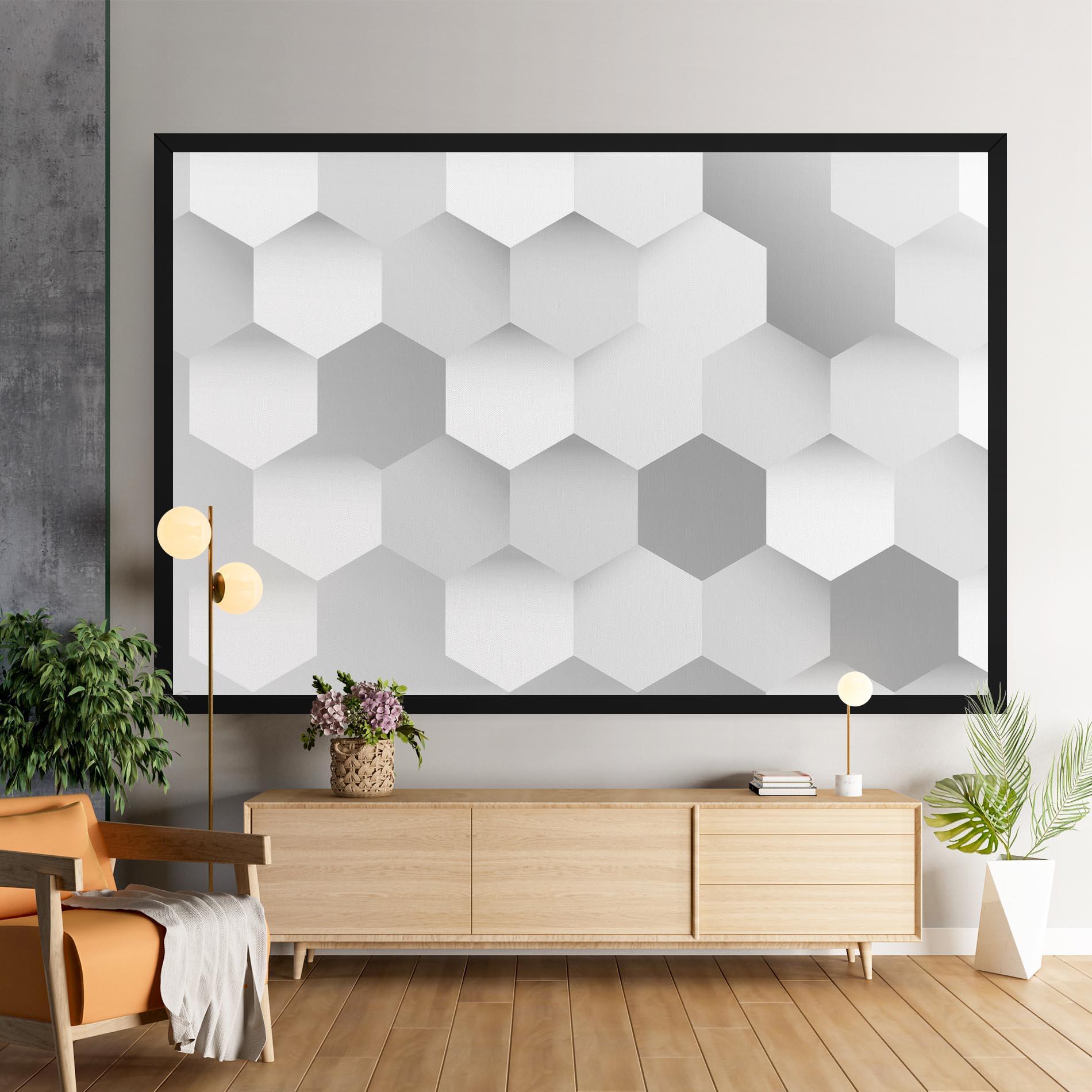 Tablou Canvas Grey White Triangle mockup 9
