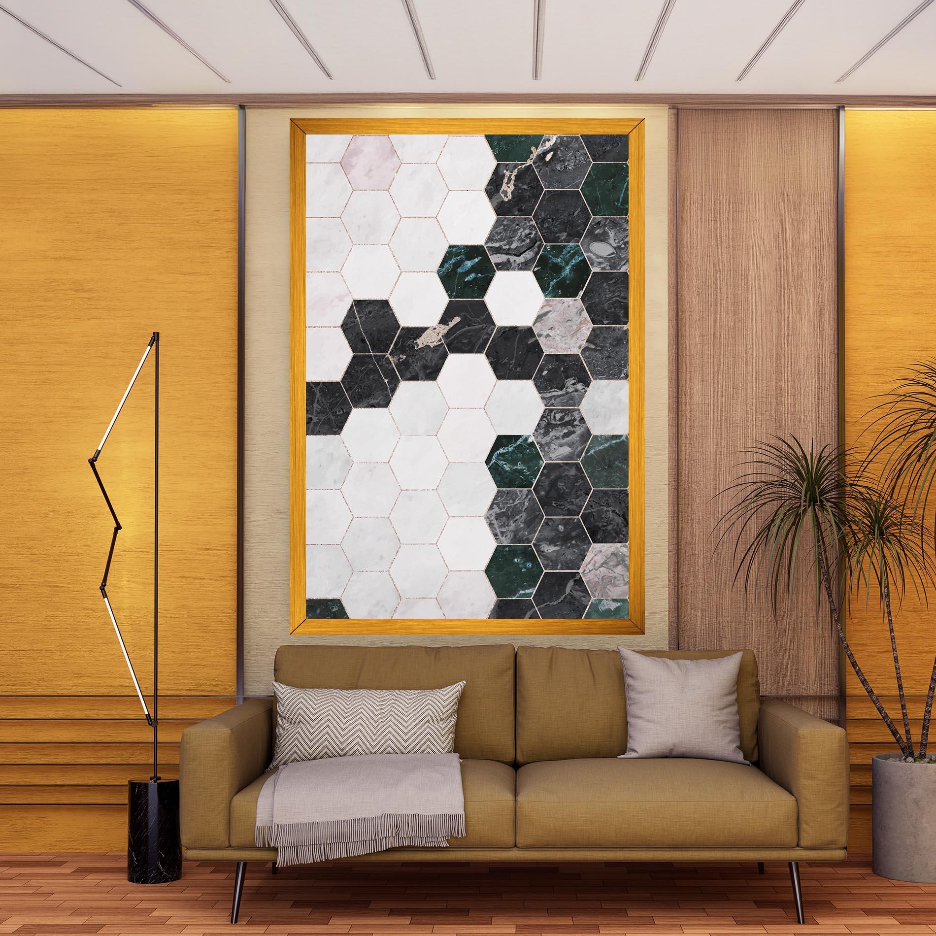 Tablou Canvas Green Hexagon mockup 9