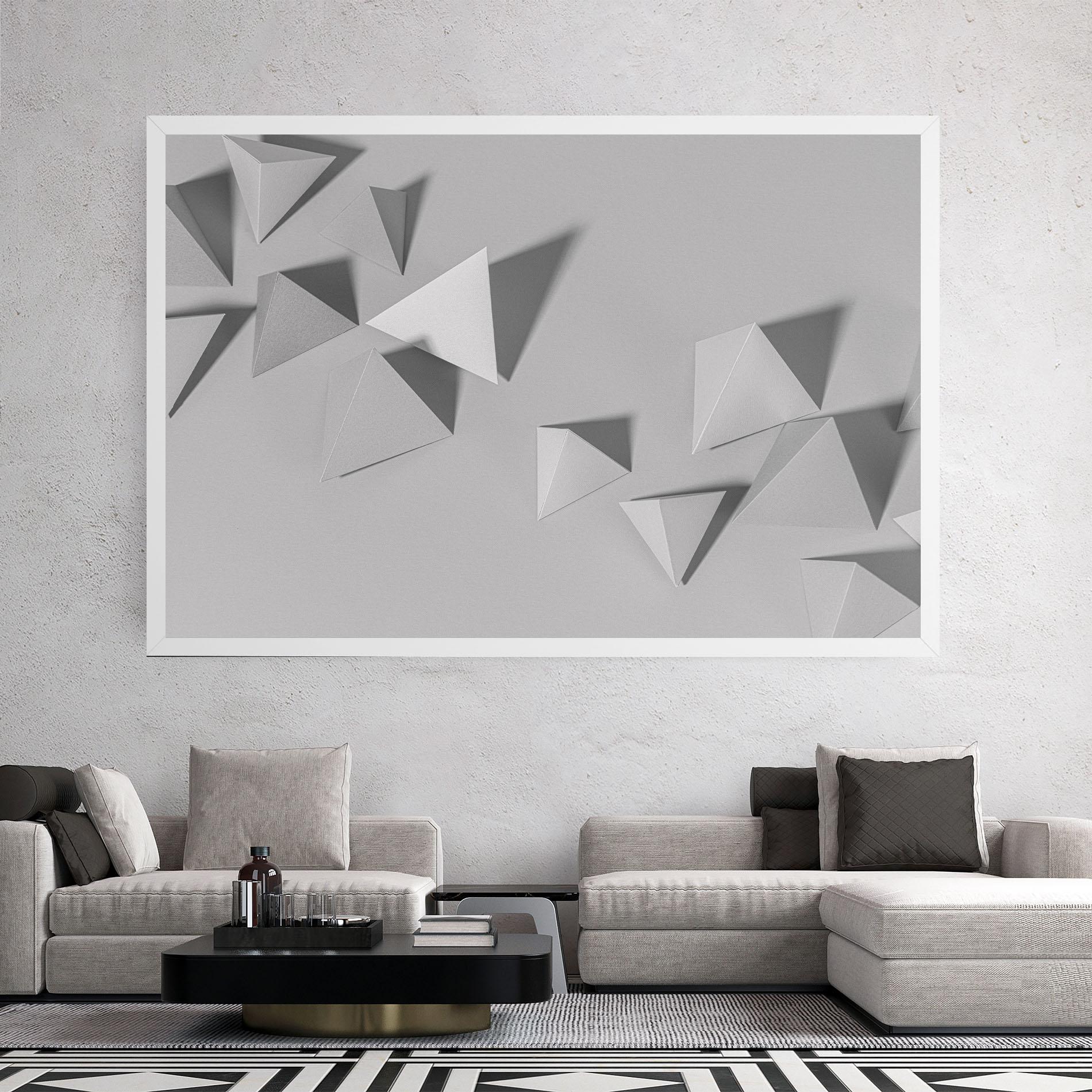 Tablou Canvas 3d White Triangle mockup 2