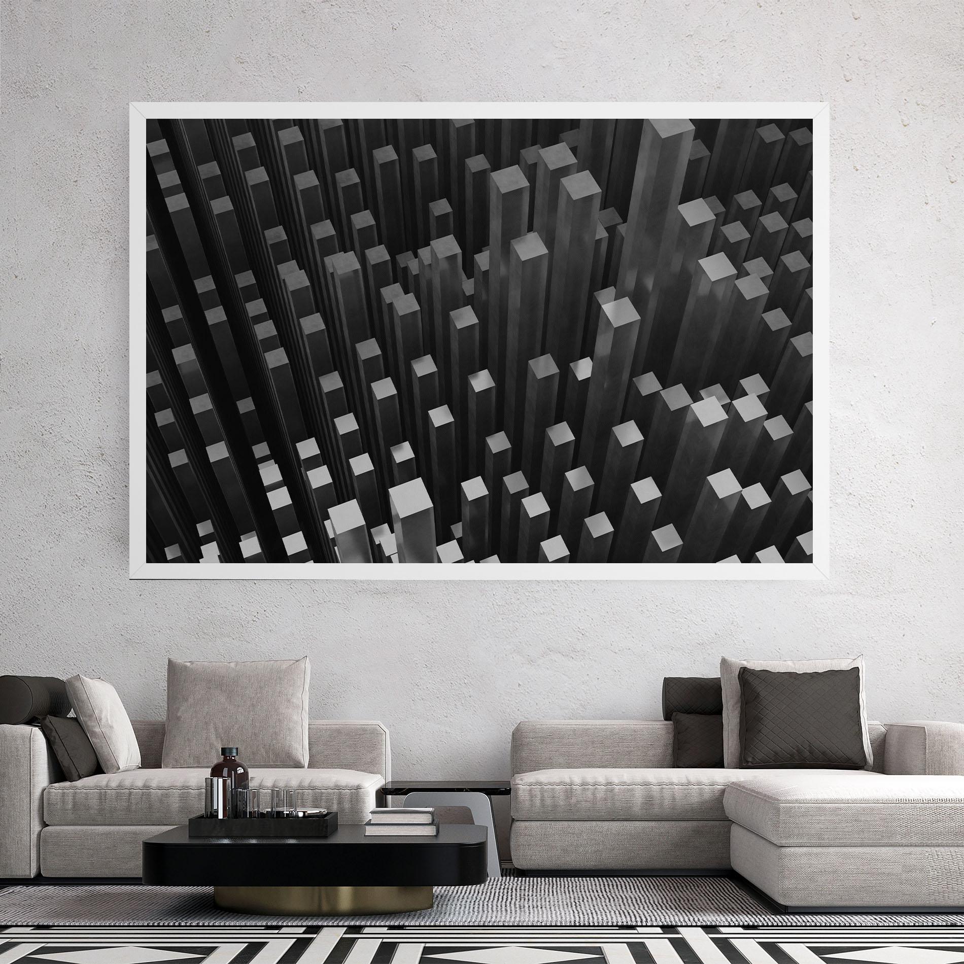 Tablou Canvas Black Block Pattern mockup 2