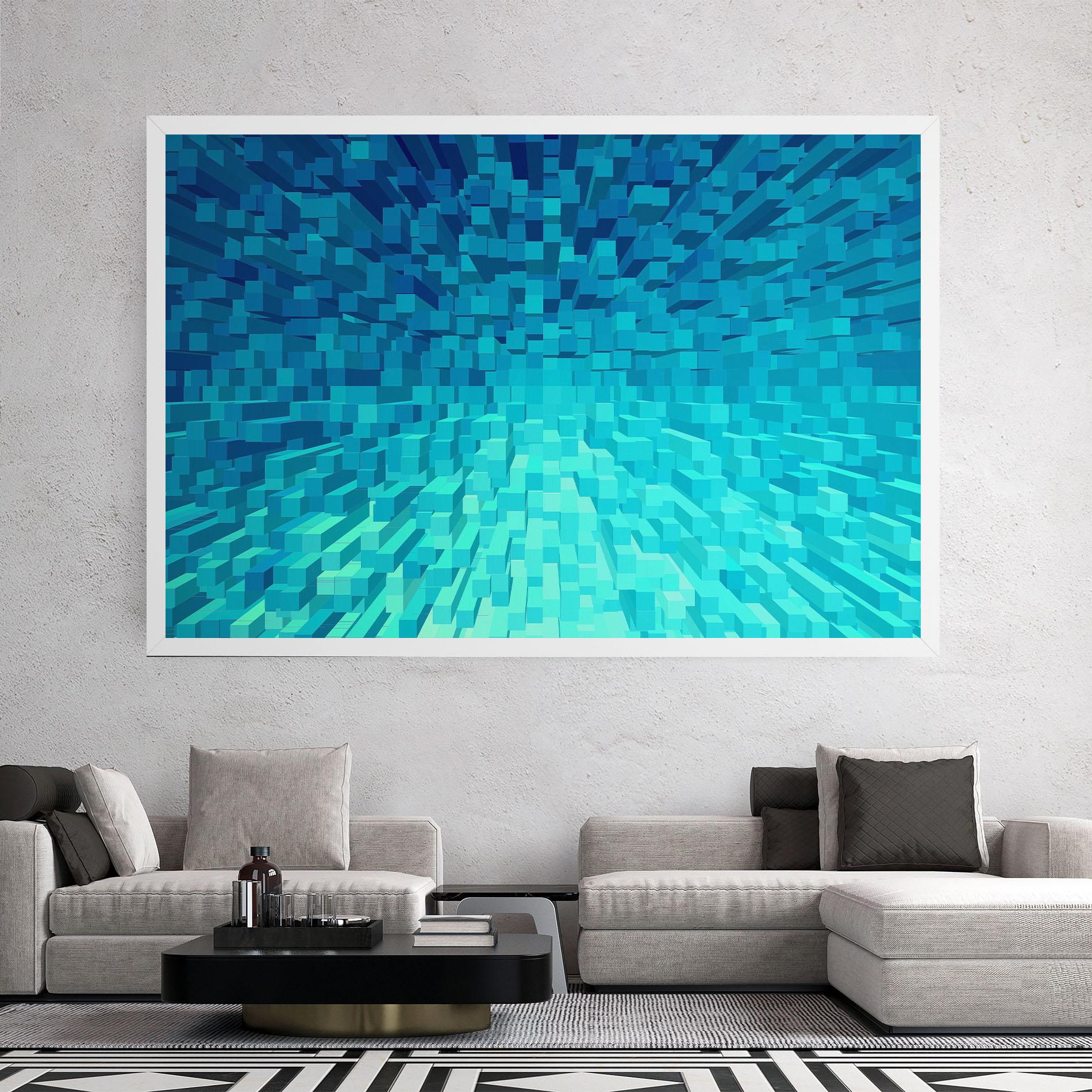 Tablou Canvas Blue Square Mix mockup 2