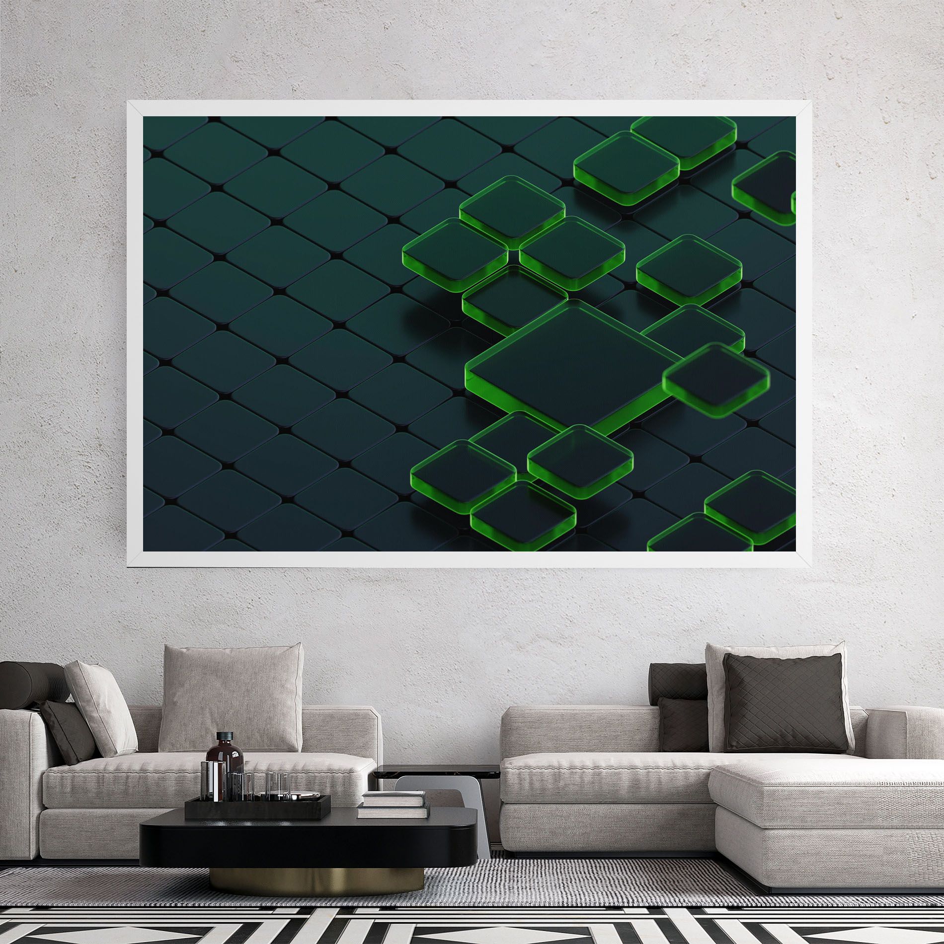 Green Square Floating mockup 2