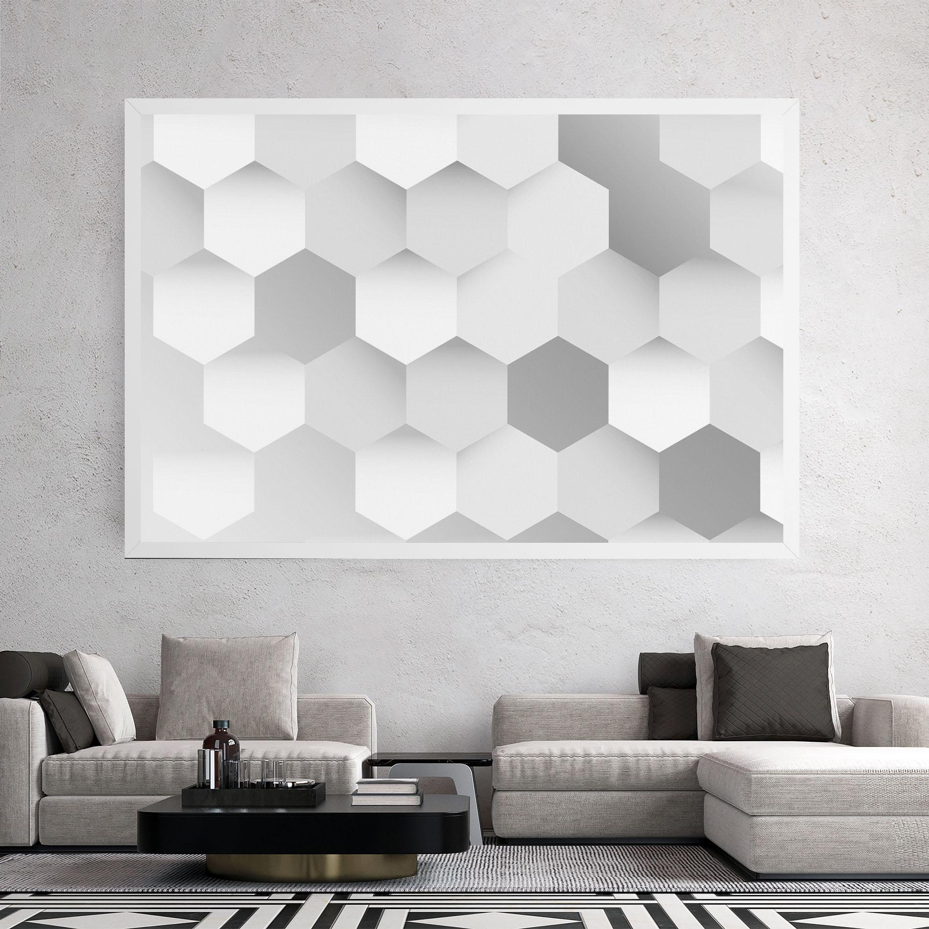Tablou Canvas Grey White Triangle mockup 2