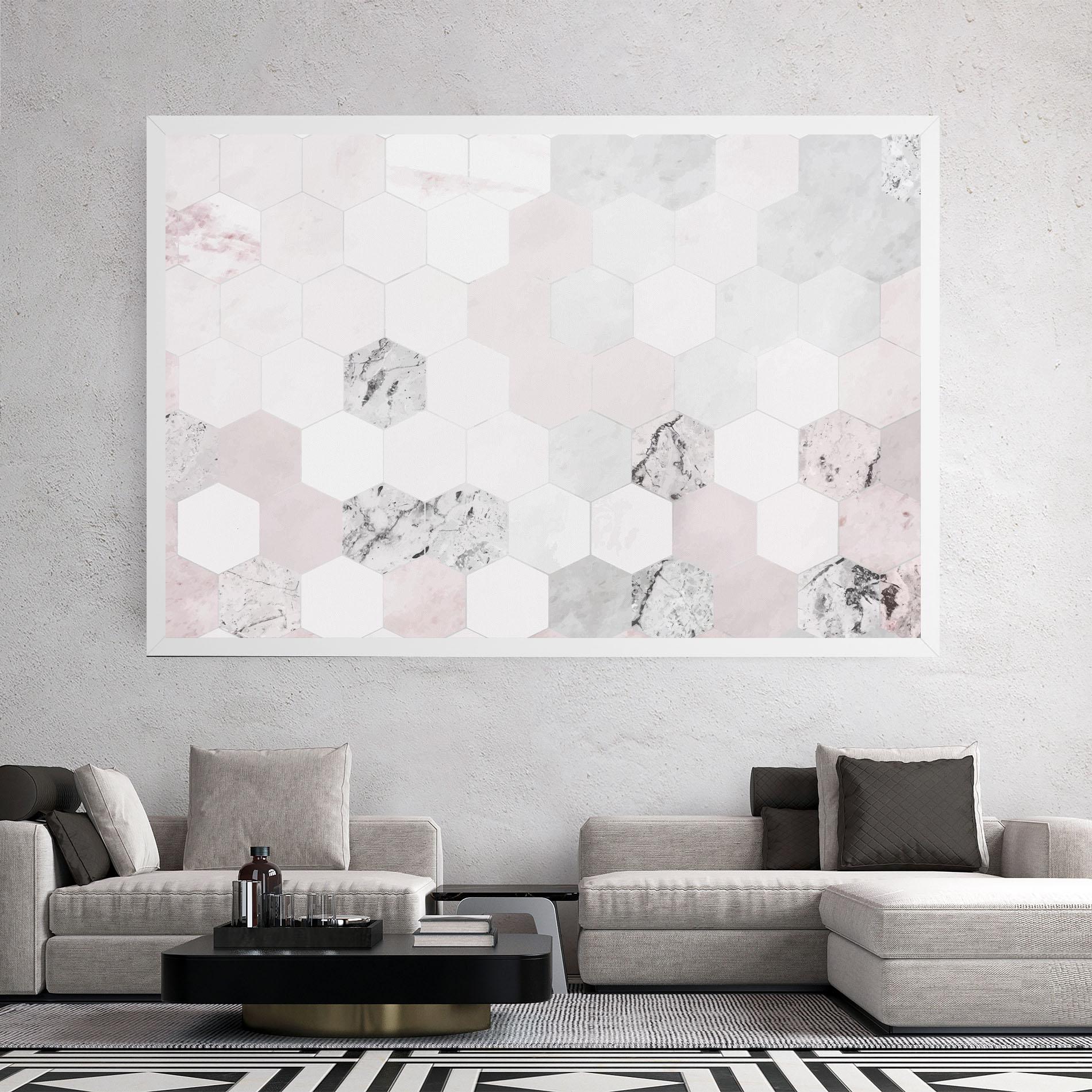 Tablou Canvas Pink Hexa Pattern mockup 2