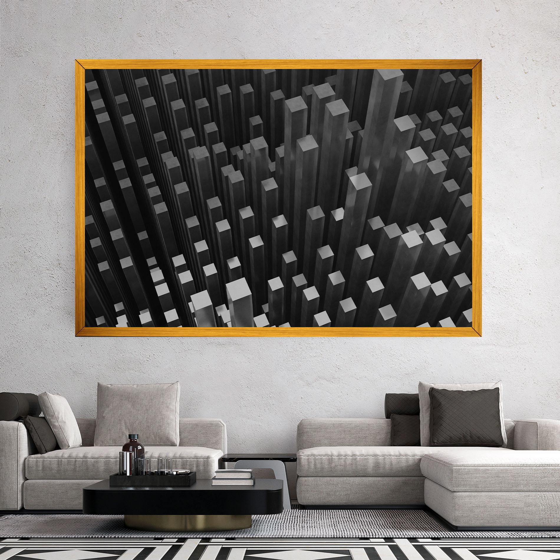 Tablou Canvas Black Block Pattern mockup 2