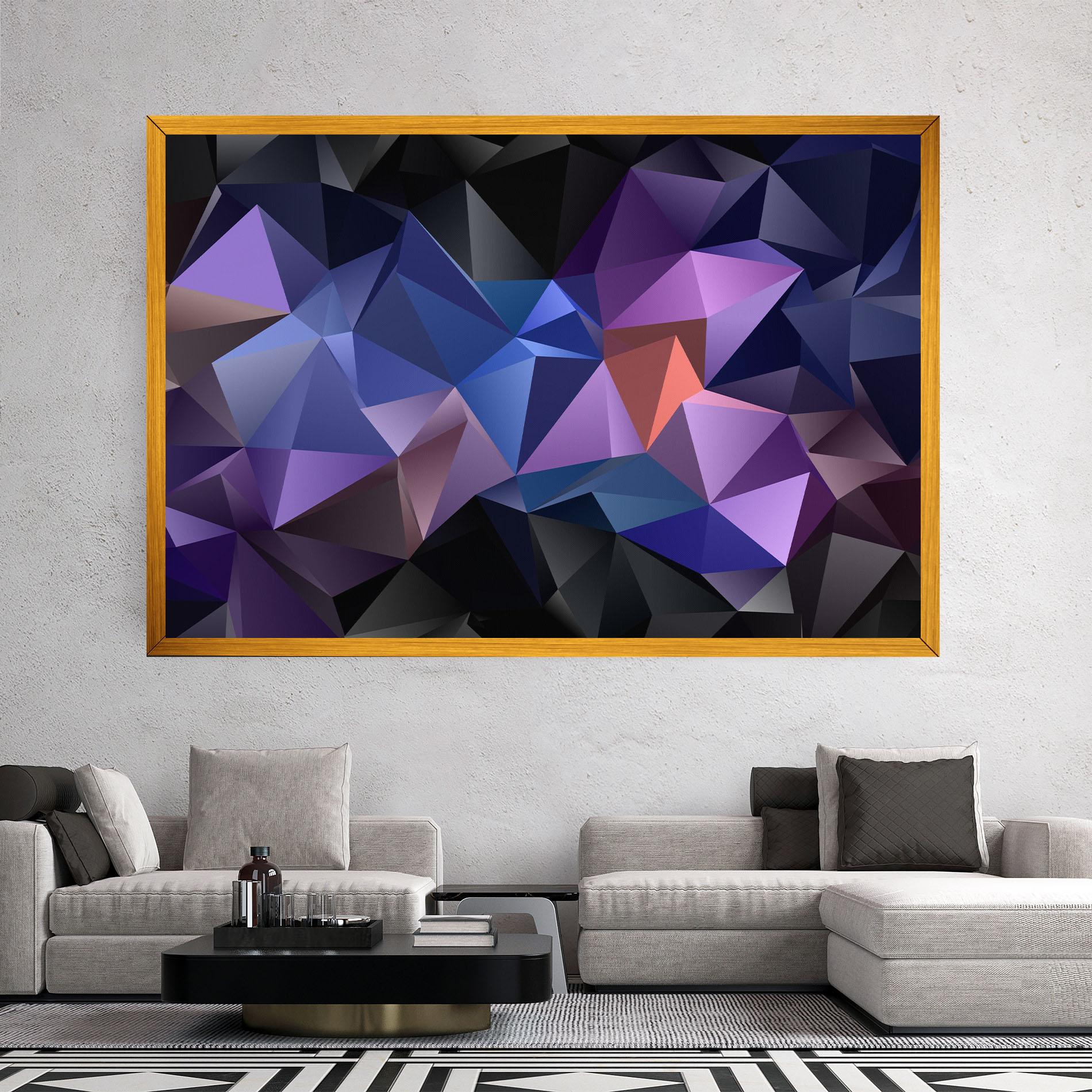 Tablou Canvas Black Purple Triangle mockup 2