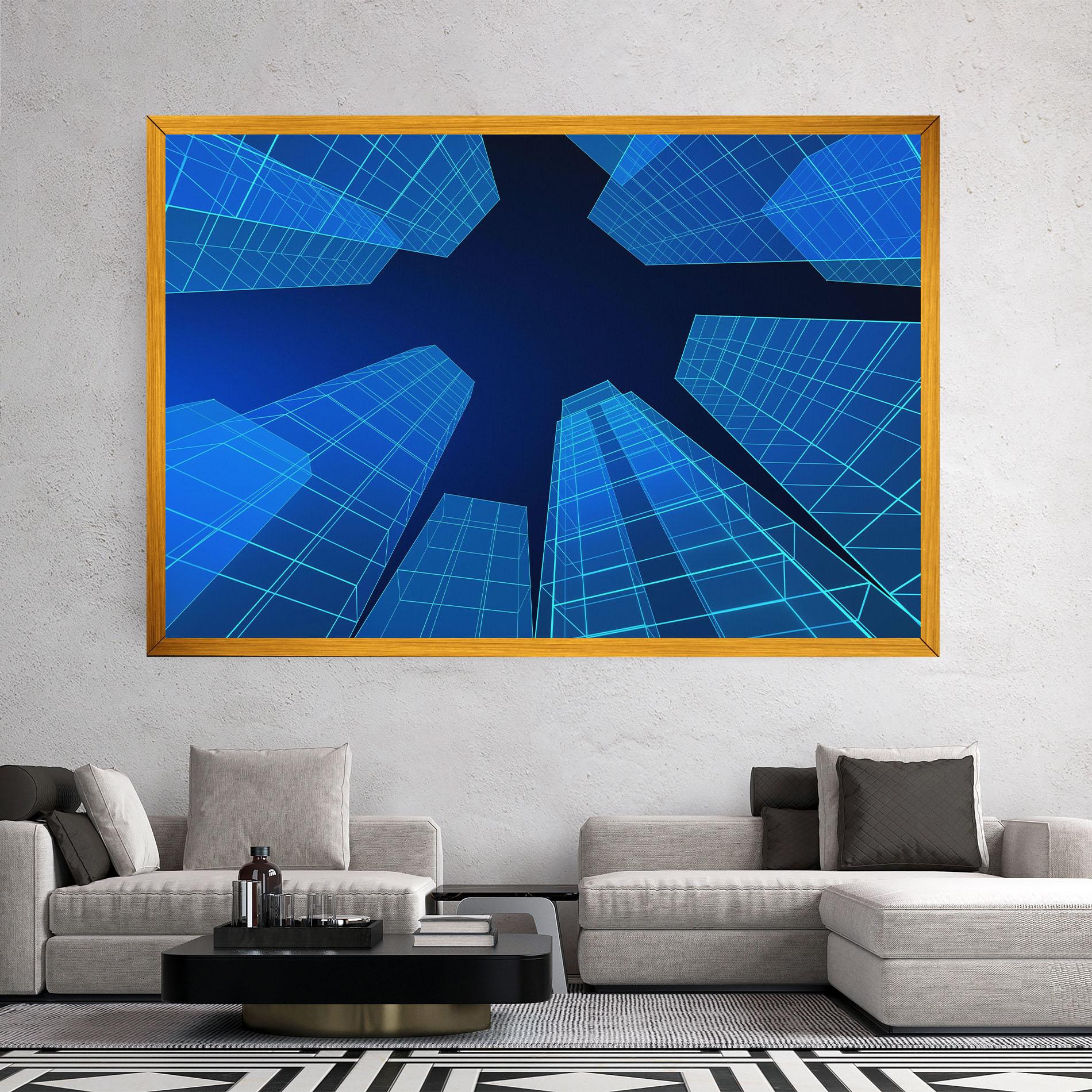 Tablou Canvas Blue Buildings mockup 2