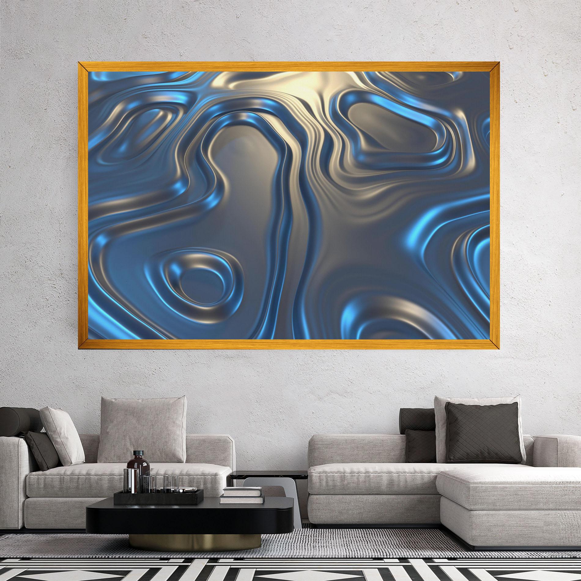 Tablou Canvas Blue Silver Liquid mockup 2