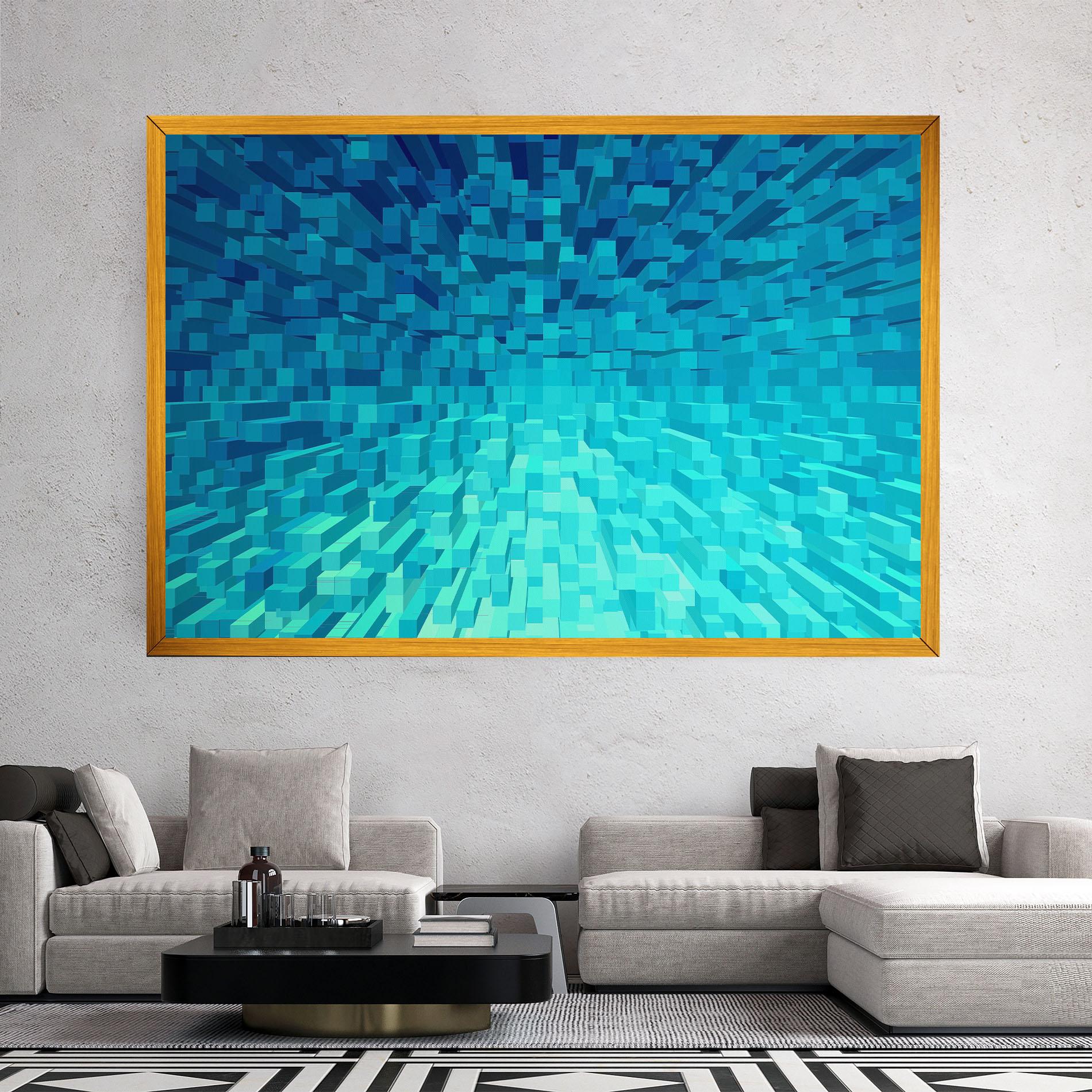 Tablou Canvas Blue Square Mix mockup 2