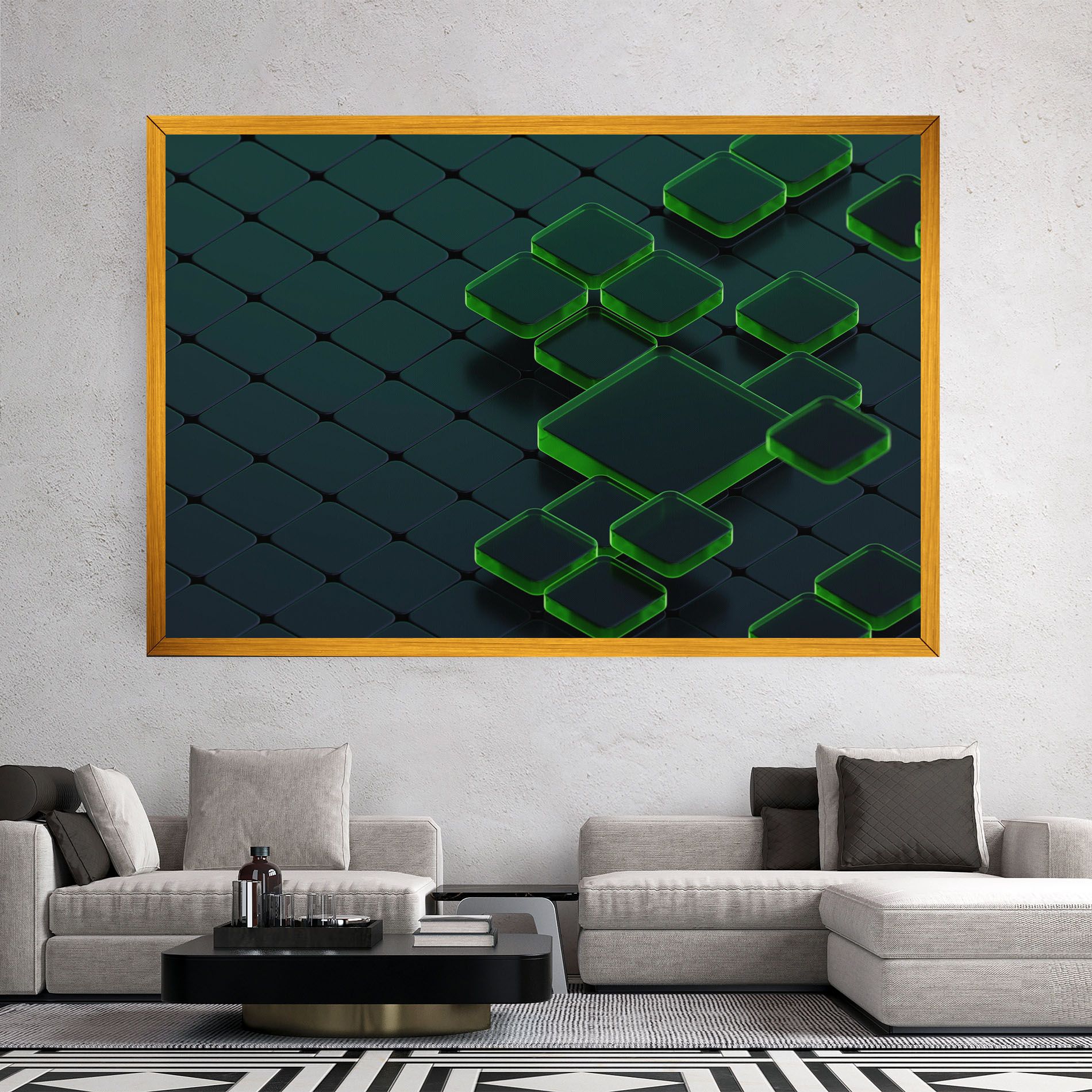 Green Square Floating mockup 2