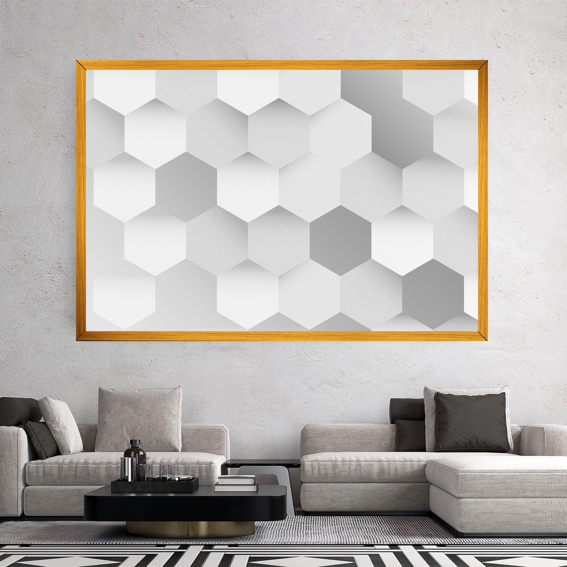 Tablou Canvas Grey White Triangle mockup 2