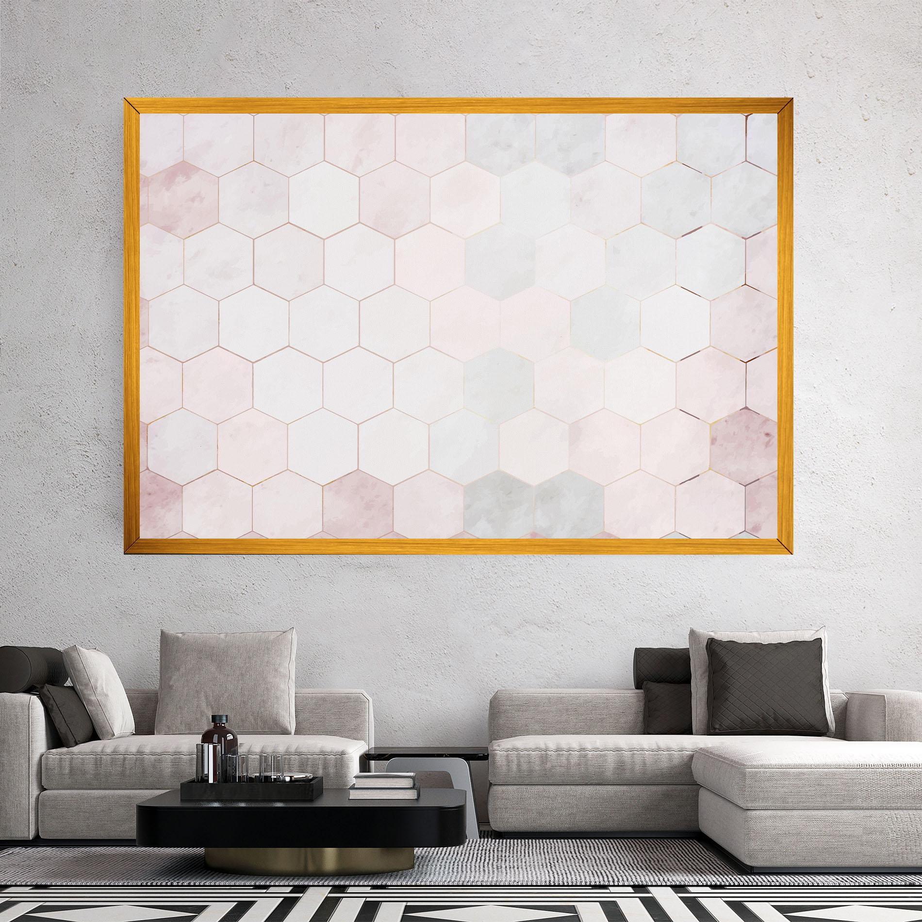 Tablou Canvas Hexagon Pink mockup 2