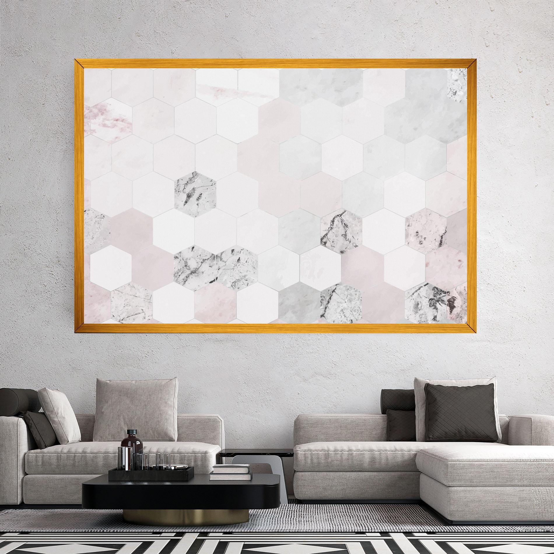 Tablou Canvas Pink Hexa Pattern mockup 2