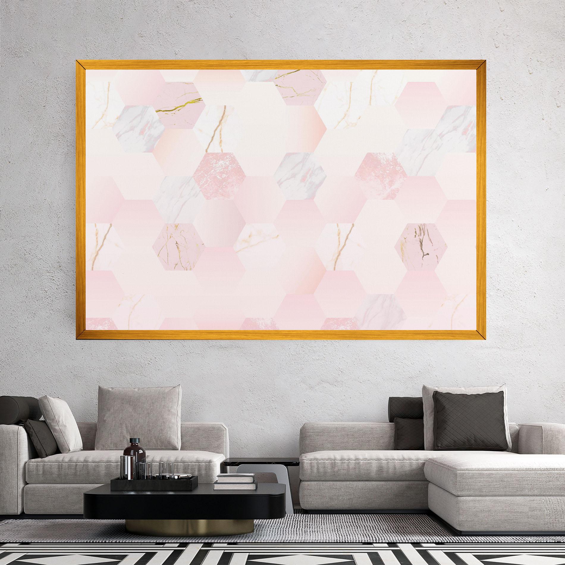 Tablou Canvas Pink Hexanon mockup 2
